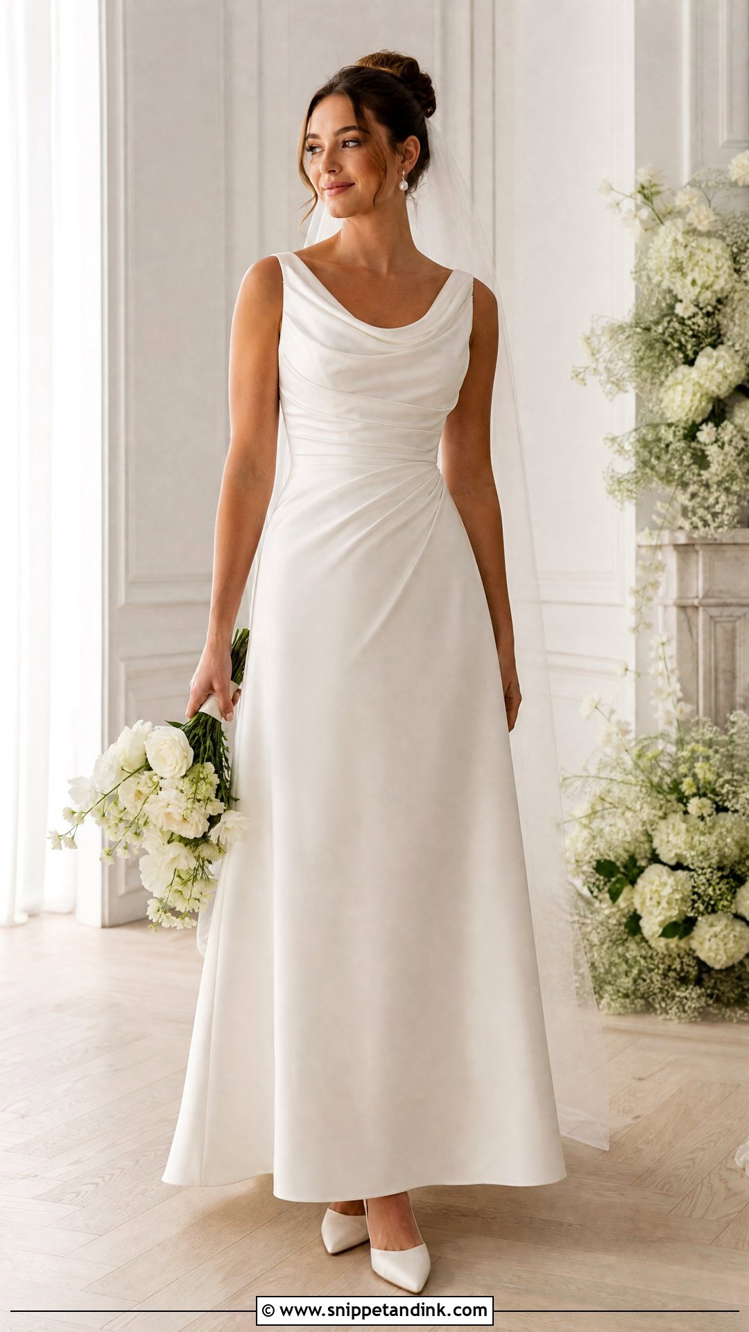 Draped Bodice Satin Bridal Dress - Snippet and Ink - 20 Satin Bridal Dress Ideas