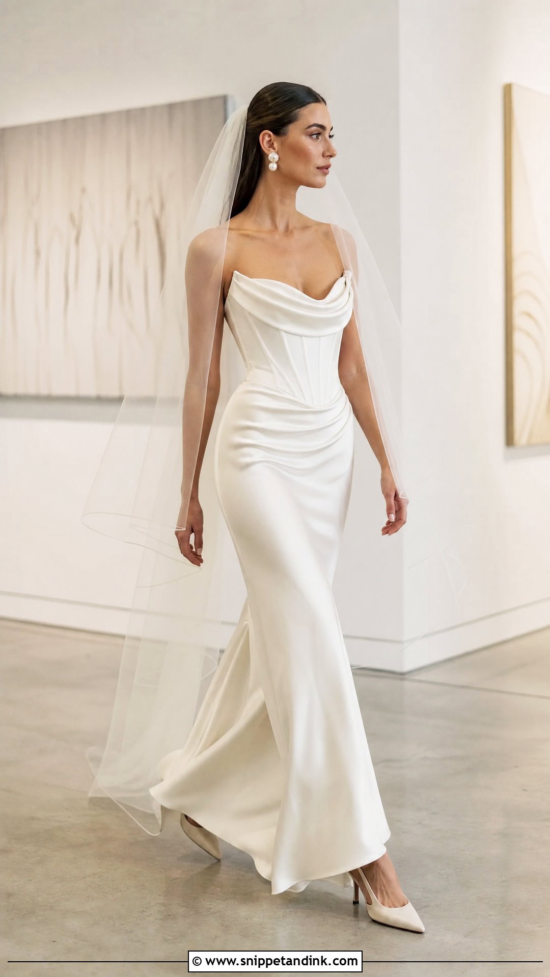 Draped Bridal Corset Top With Bias Cut Skirt - Snippet and Ink - 20 Bridal Corset Top Ideas