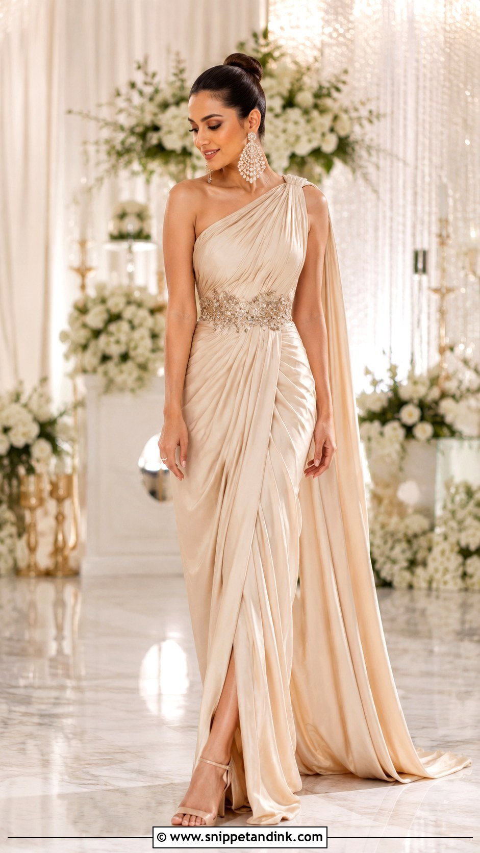 Draped Bridal Sangeet Gown - Snippet and Ink - 25 Bridal Sangeet Outfit Gown Ideas
