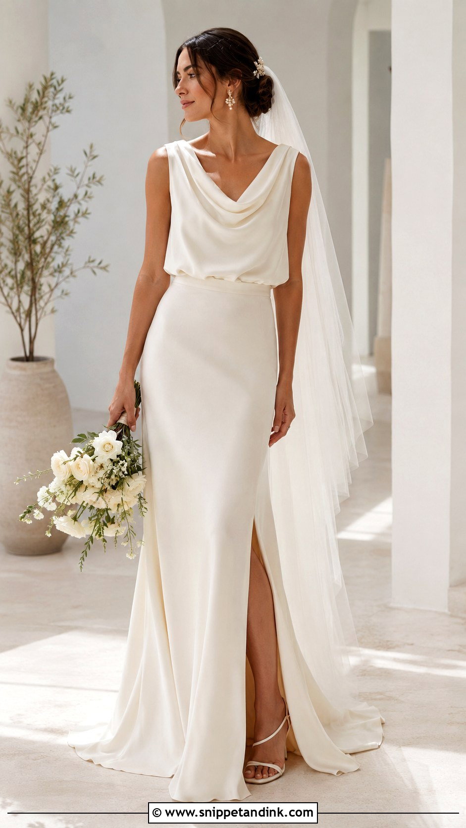 Draped Bridal Top With Matching Maxi Skirt - Snippet and Ink - 20 Bridal Separates Tops Ideas