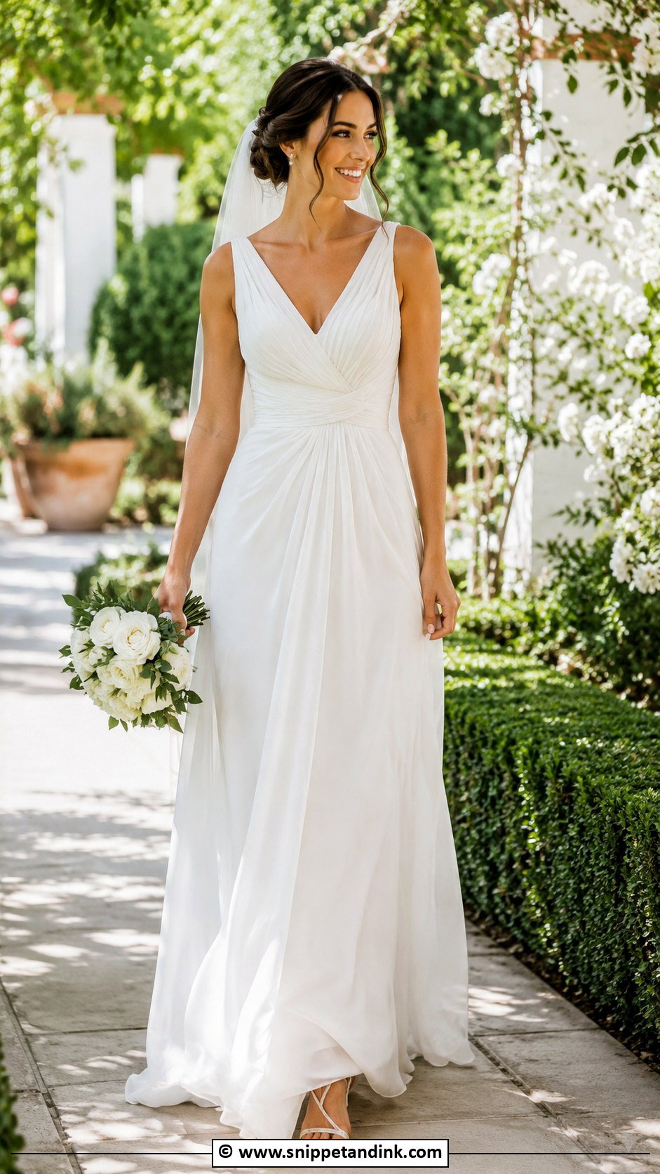 Draped Chiffon Goddess Wedding Dress - Snippet and Ink - 25 Goddess Wedding Dress Ideas