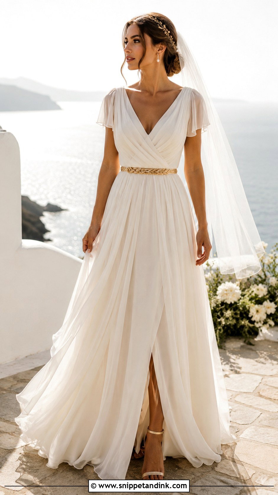 Draped Chiffon Roman Wedding Dress - Snippet and Ink - 20 Roman Wedding Dress Ideas