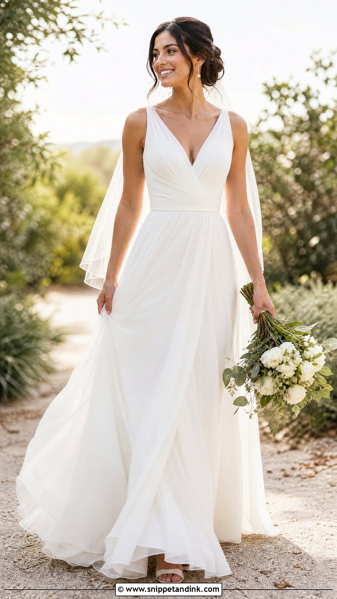 Draped Chiffon Wedding Dress - Snippet and Ink - 20 Wedding Dresses Photos