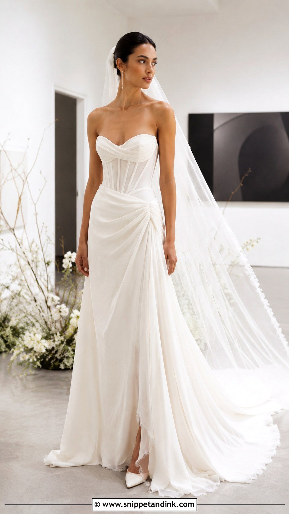 Draped Corset Wedding Dress - Snippet and Ink - 20 Modern Romantic Wedding Dress Ideas