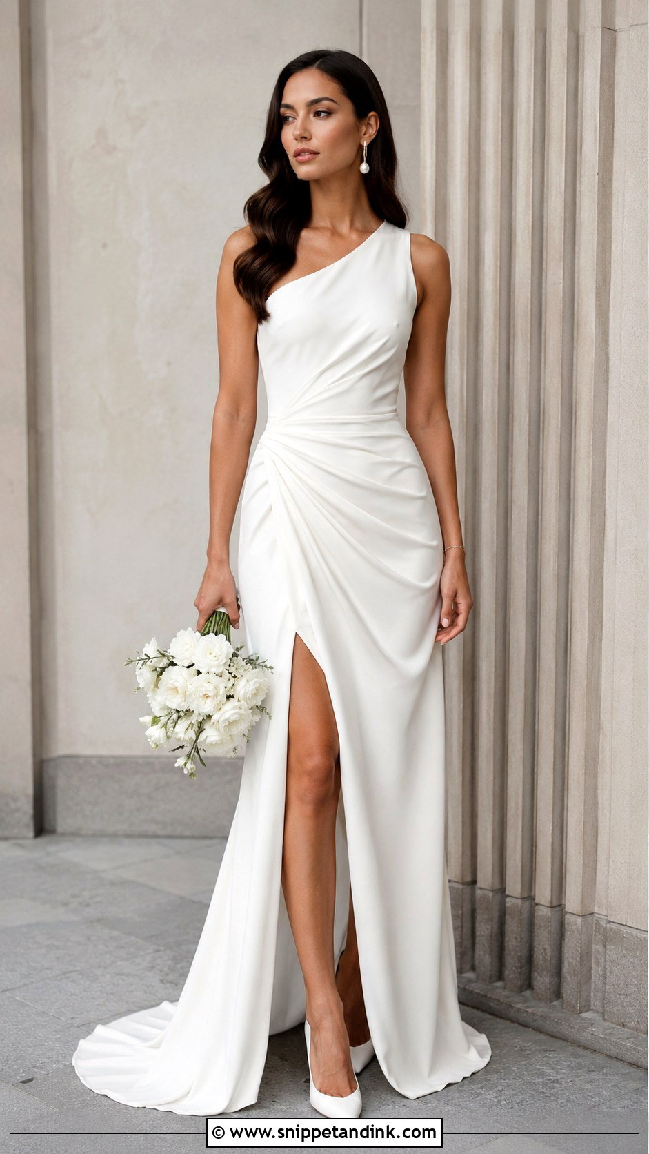Draped Crepe Wedding Dress - Snippet and Ink - 30 Old Hollywood Wedding Dress Ideas
