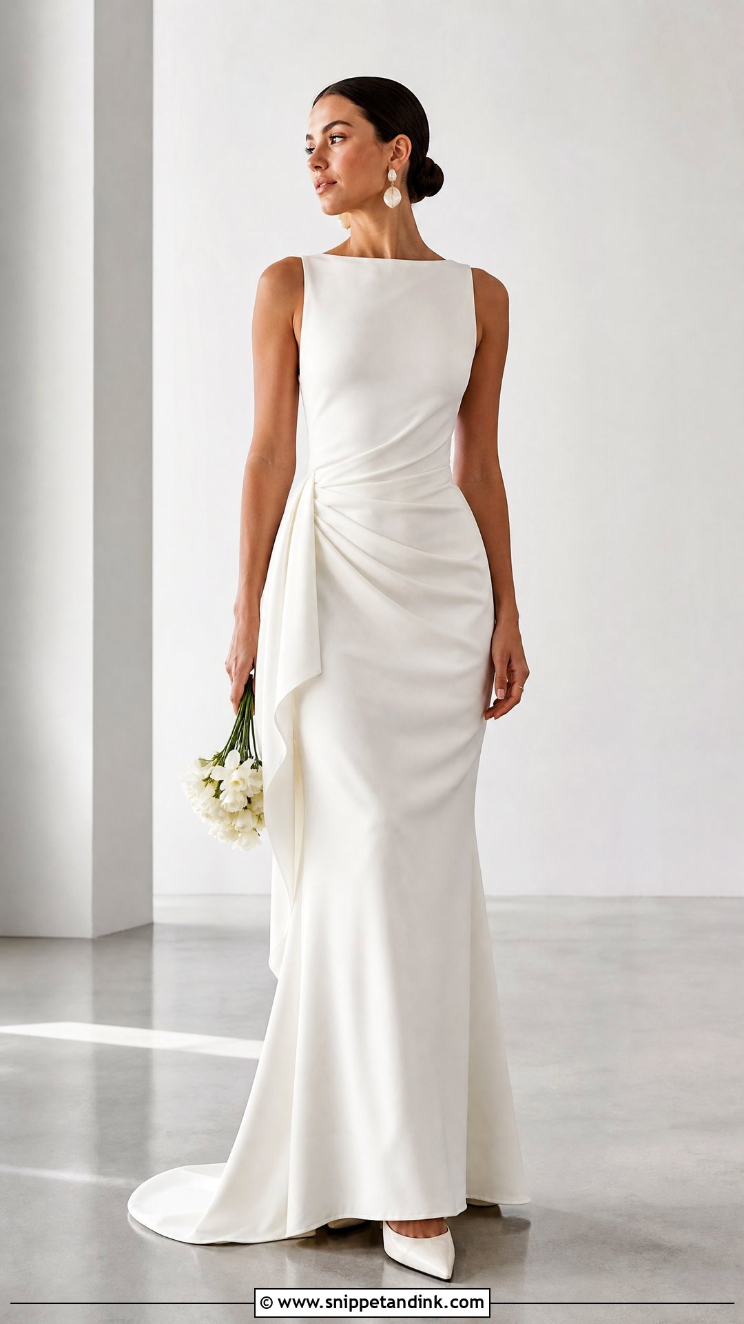 Draped Crepe Wedding Dress - Snippet and Ink - 25 Draped Wedding Dress Ideas