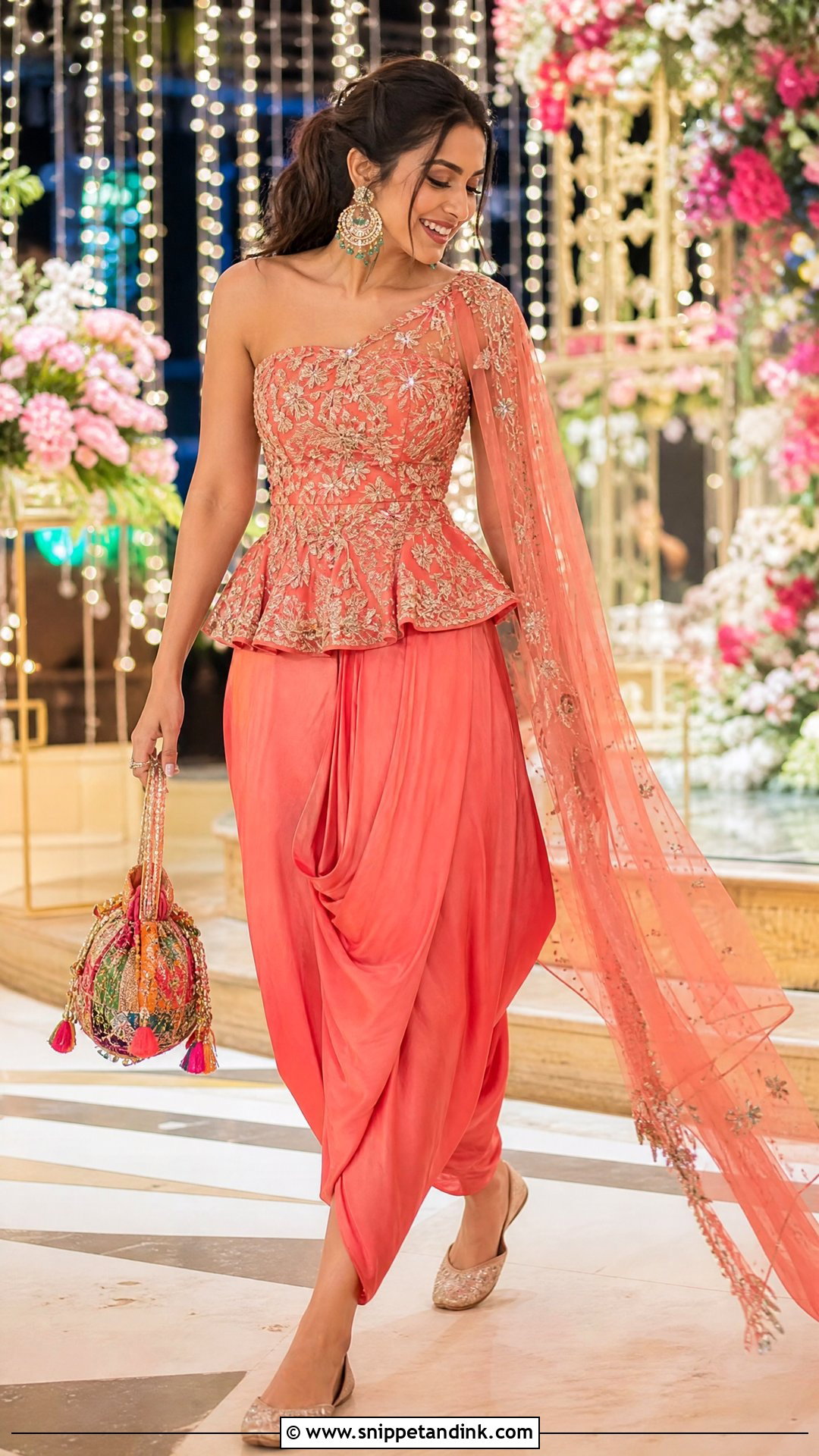 Draped Dhoti Skirt Indowestern Wedding Outfit - Snippet and Ink - 25 Indowestern Wedding Outfits