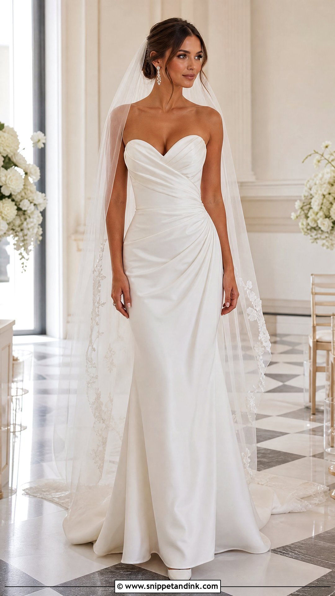 Draped Fit and Flare Wedding Dress - Snippet and Ink - 20 Wedding Dress for Small Bust Ideas