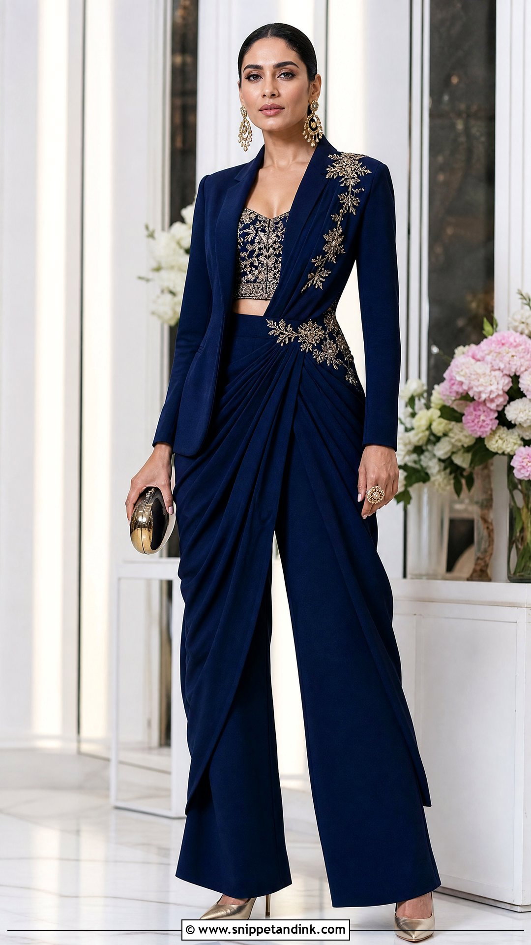 Draped Indian Pantsuit Wedding Outfit - Snippet and Ink - 20 Stylish Indian Wedding Outfits Ideas