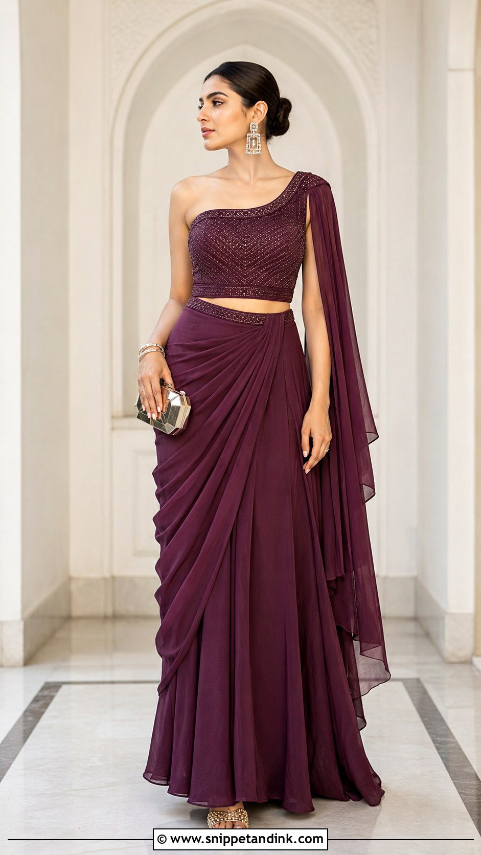 Draped Indo Western Bride Sister Lehenga - Snippet and Ink - 20 Lengha for Bride Sister Ideas