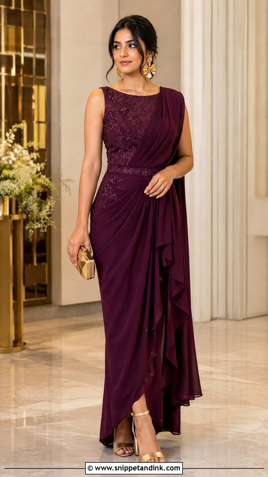 Draped Indo Western Dress for Marriage Function - Snippet and Ink - 20 Dress for Marriage Function Ideas