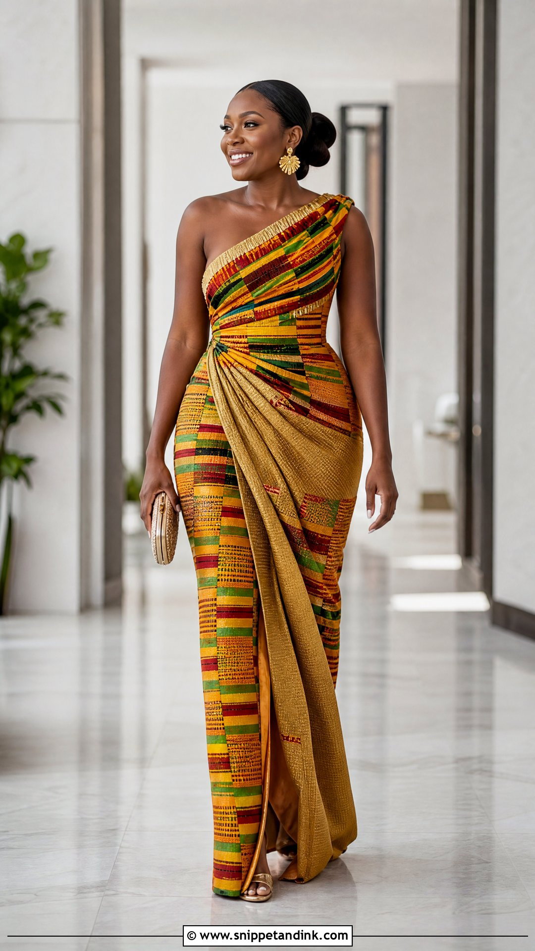 Draped Kente Ghana Wedding Dress - Snippet and Ink - 25 Ghana Wedding Dress Ideas