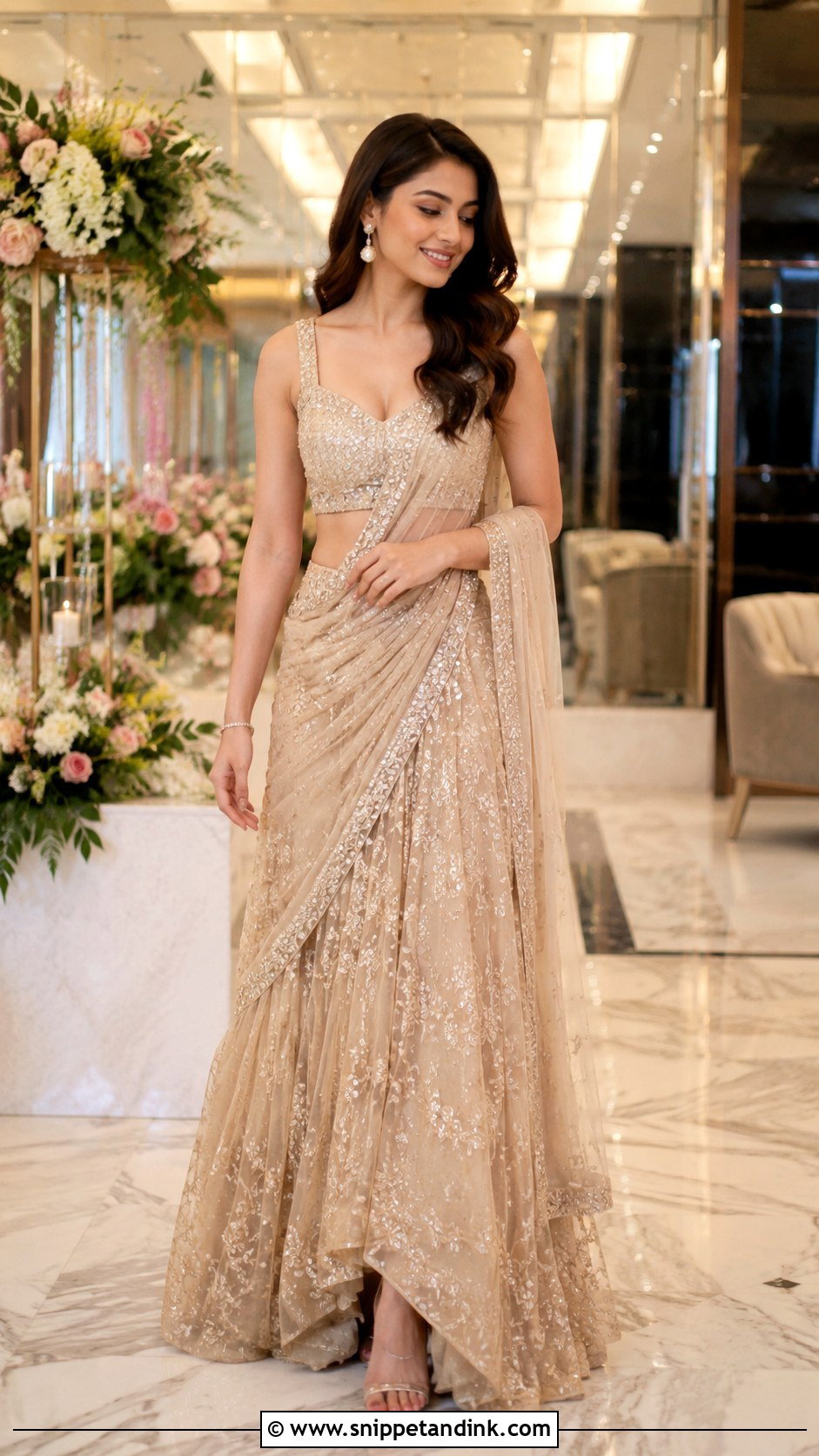 Draped Lehenga Saree For Roka Bride - Snippet and Ink - 25 Roka Dresses for Bride