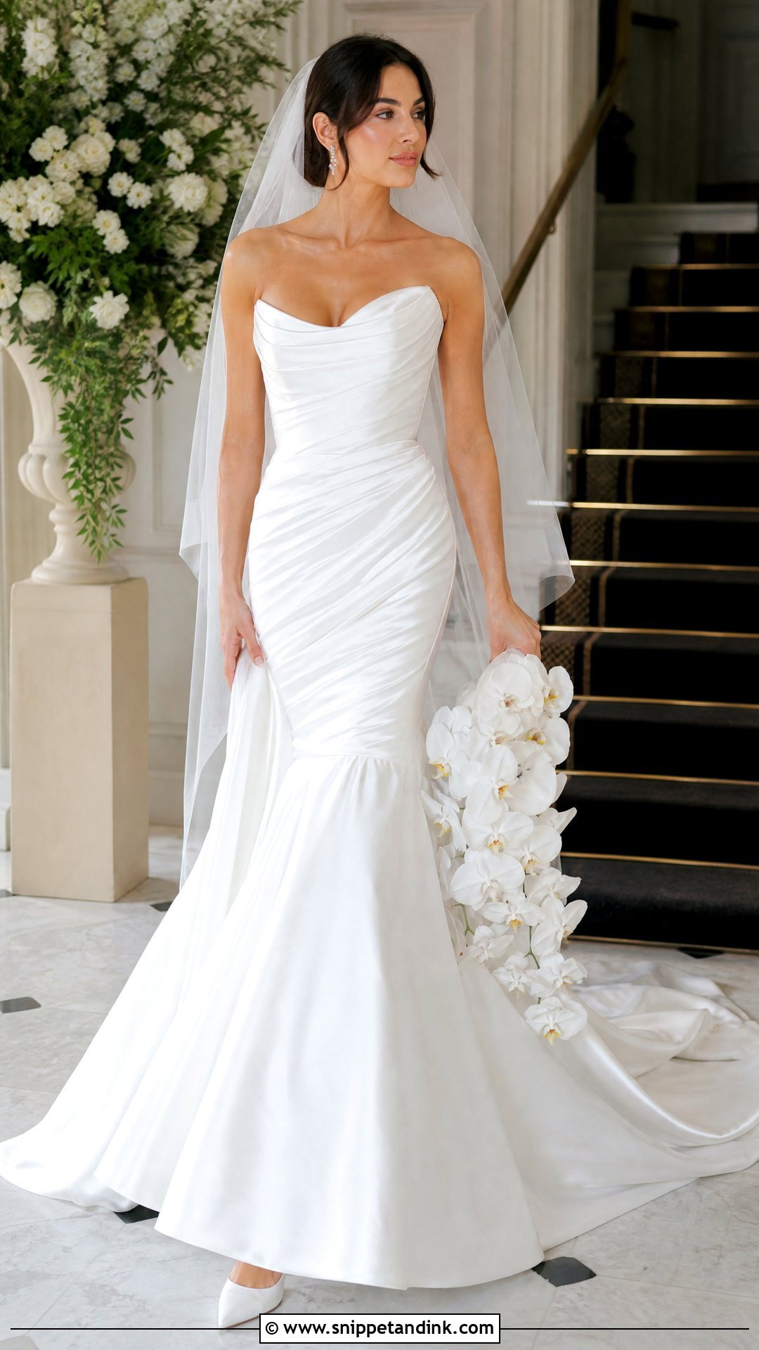 Draped Mermaid Silk Satin Wedding Dress - Snippet and Ink - 20 Silk Satin Wedding Dress Ideas