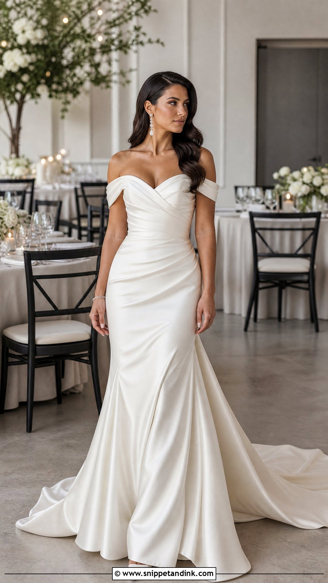 Draped Off Shoulder Mermaid Wedding Dress - Snippet and Ink - 20 Off Shoulder Mermaid Wedding Dress Ideas