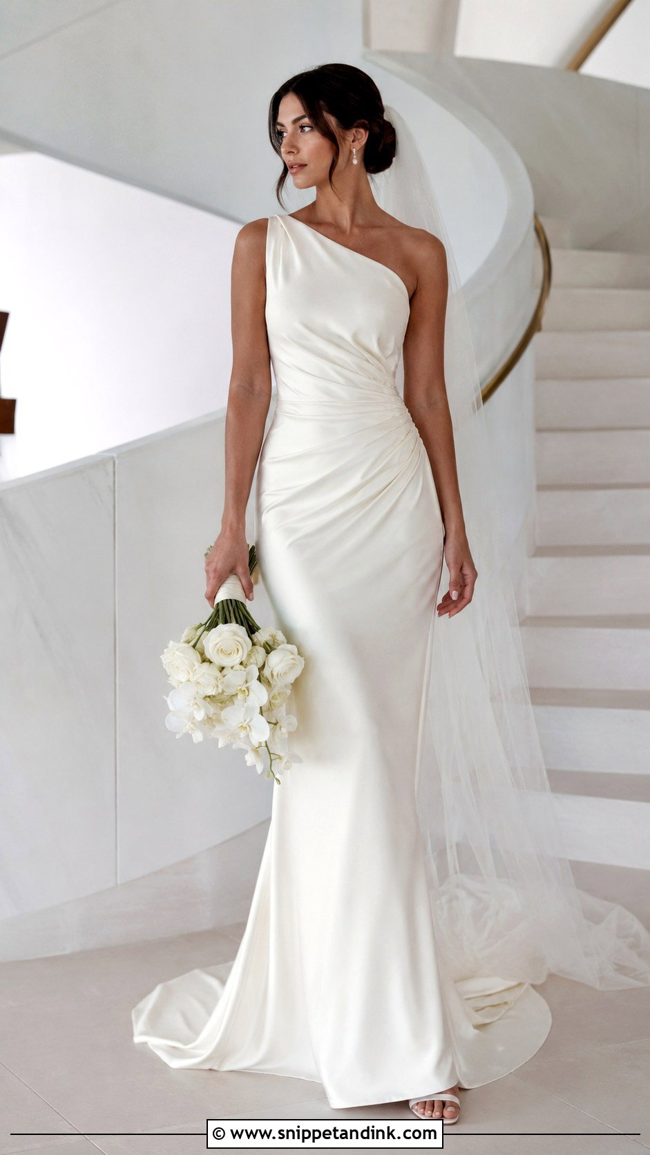 Draped One Shoulder Wedding Dress - Snippet and Ink - 20 Popular Wedding Dresses