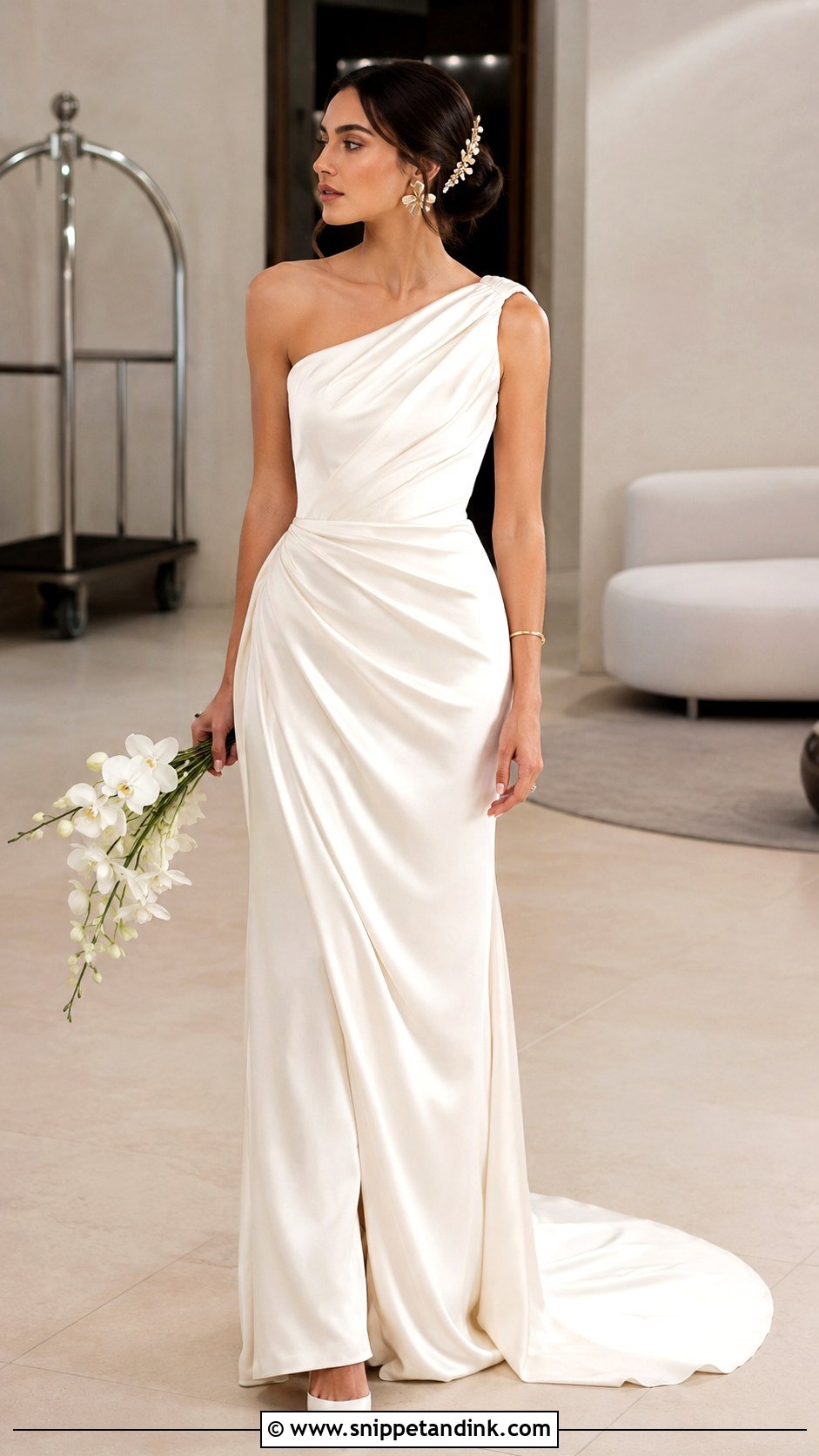 Draped One Shoulder Wedding Dress - Snippet and Ink - 20 Classic Modern Wedding Dress Ideas