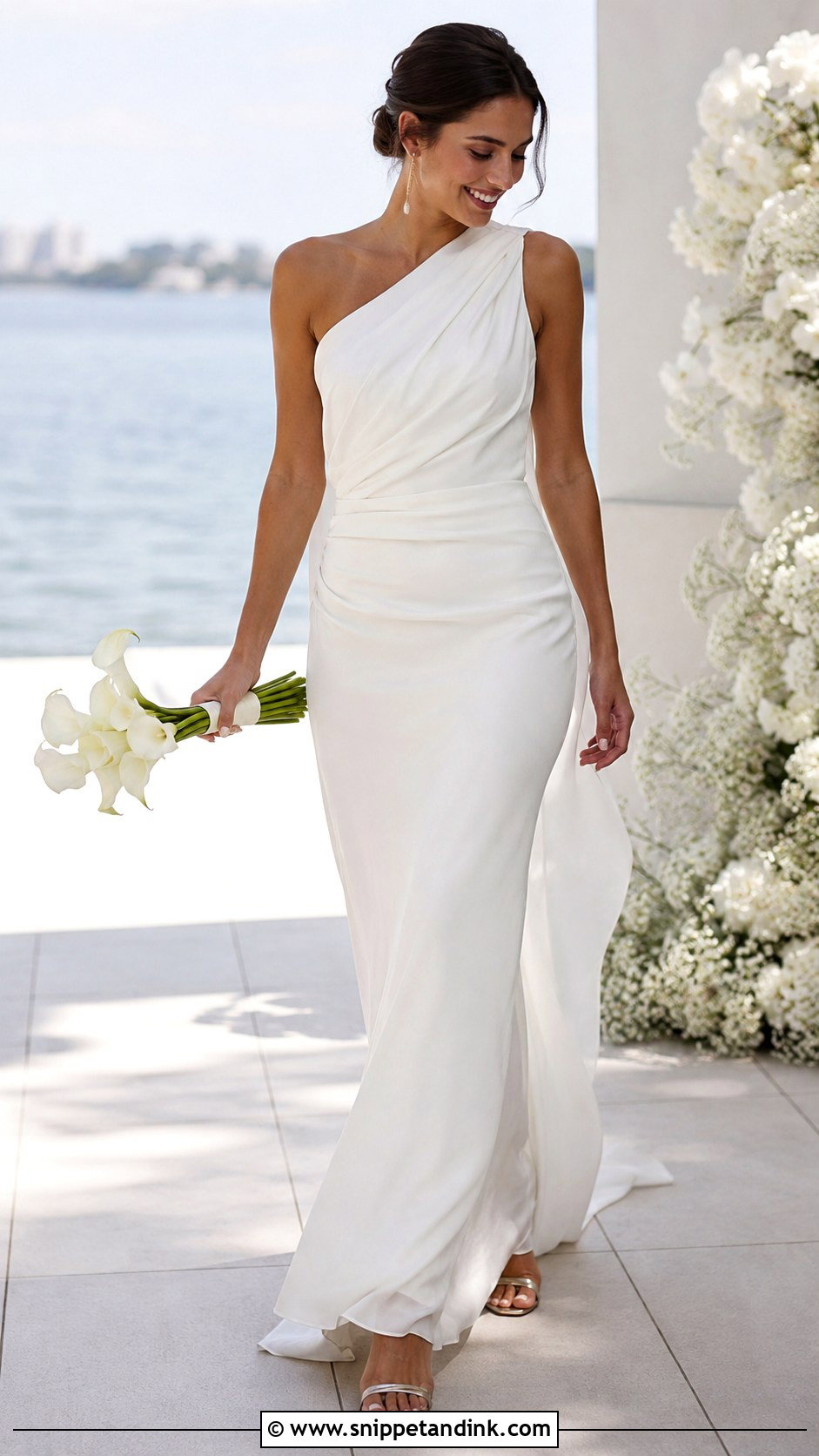 Draped One Shoulder Wedding Dress - Snippet and Ink - 20 Contemporary Wedding Dress Ideas