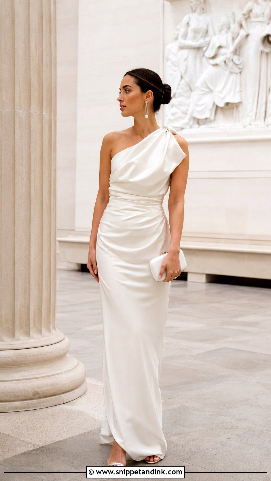 Draped One Shoulder Wedding Dress - Snippet and Ink - 20 Glam Wedding Dresses