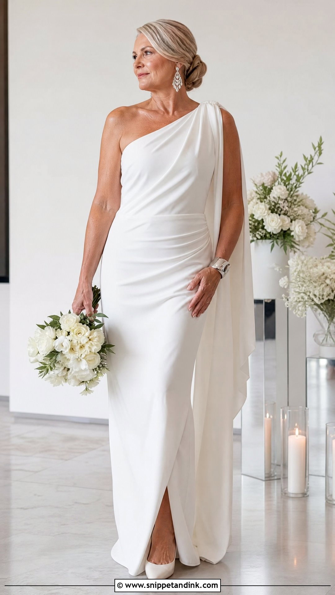Draped One Shoulder Wedding Dress - Snippet and Ink - 20 Wedding Dress for 50 Year Old Bride Ideas
