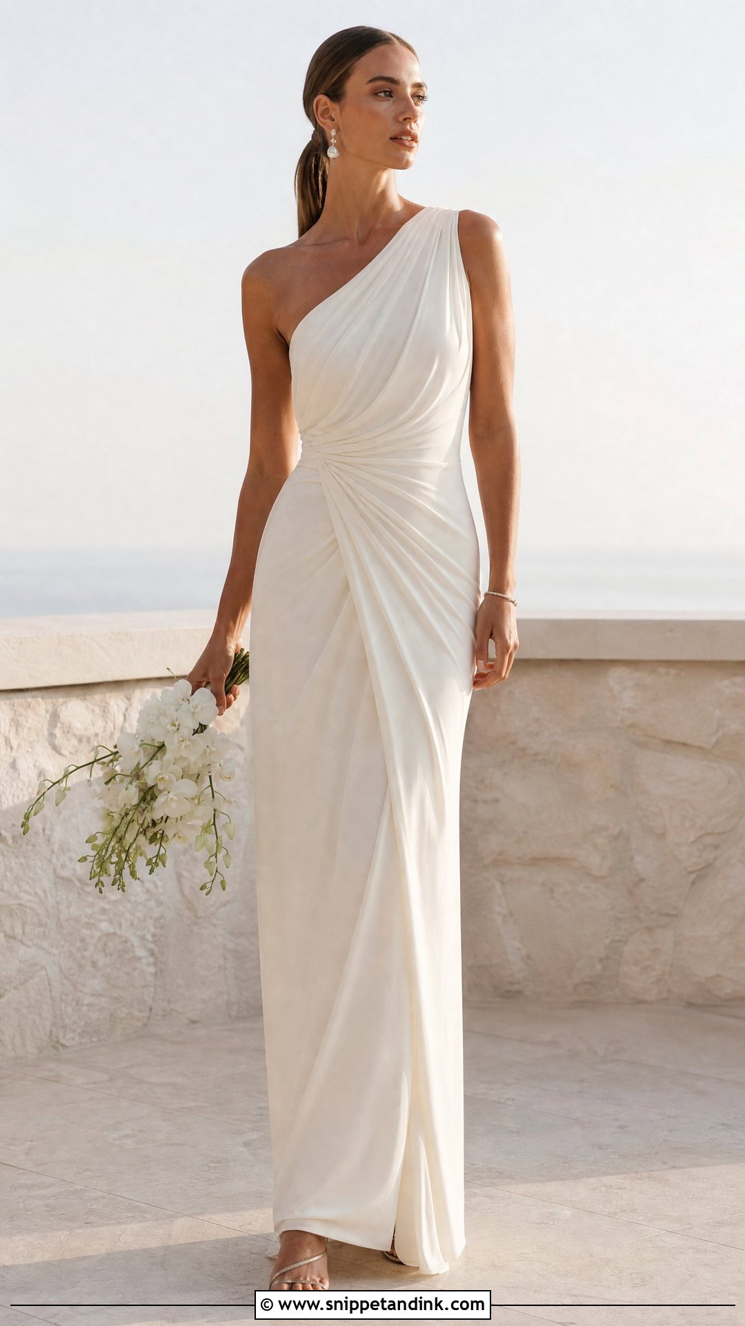 Draped One Shoulder Wedding Dress - Snippet and Ink - 20 One Shoulder Wedding Dresses