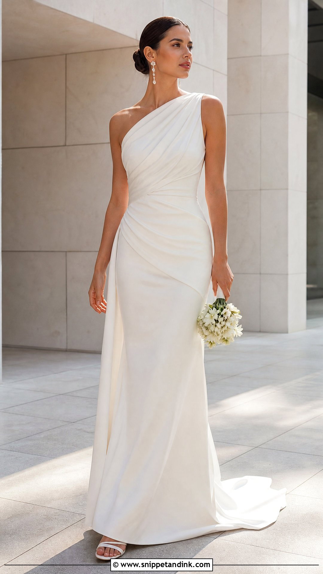 Draped One Shoulder Wedding Dress - Snippet and Ink - 25 Draped Wedding Dress Ideas