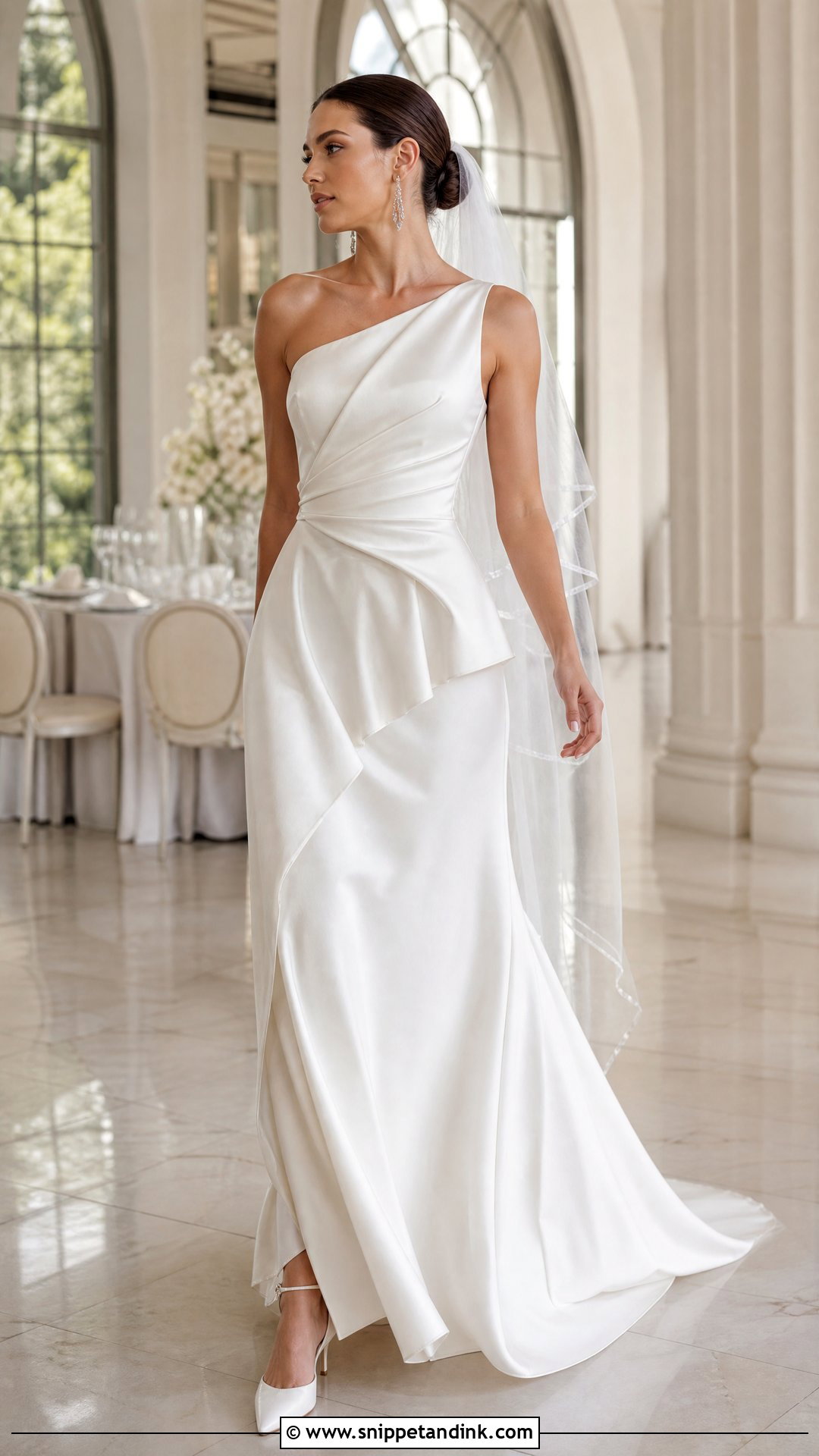 Draped Peplum Wedding Dress - Snippet and Ink - 20 Peplum Wedding Dress Ideas