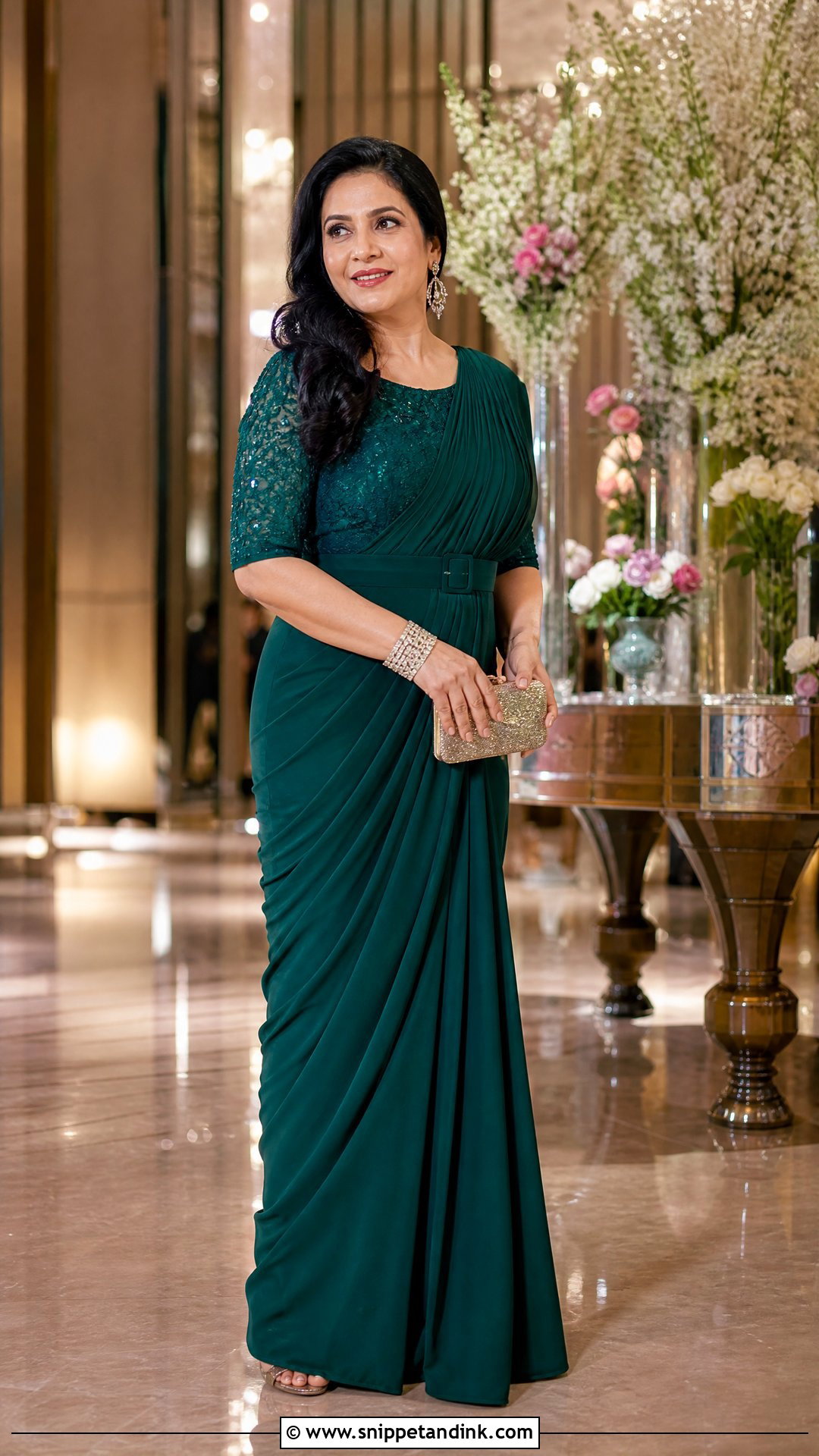 Draped Saree Gown For Bridal Mom - Snippet and Ink - 20 Indian Bridal Mom Dress Ideas