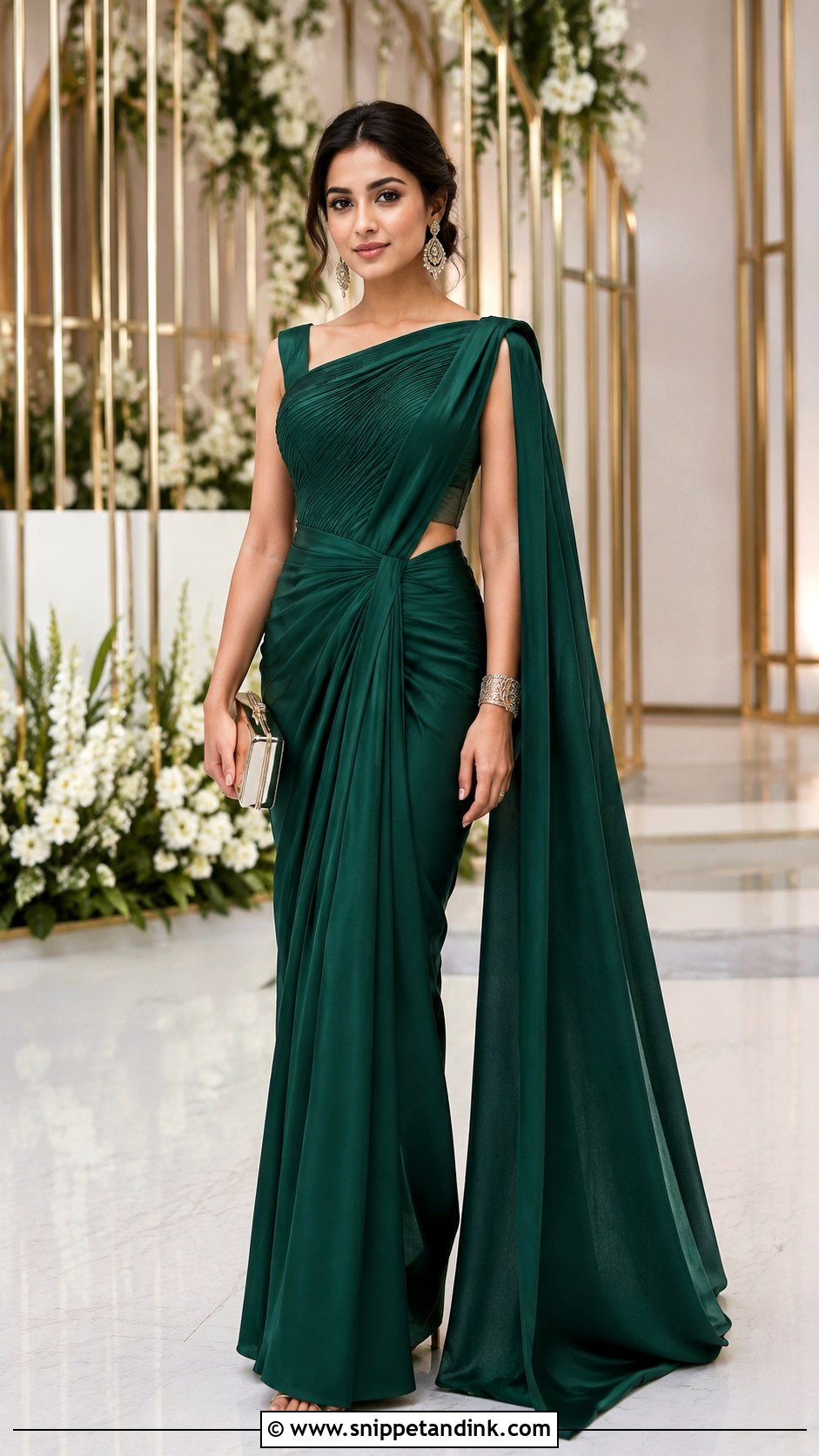 Draped Saree Gown for Marriage Function - Snippet and Ink - 20 Dresses for Marriage Function
