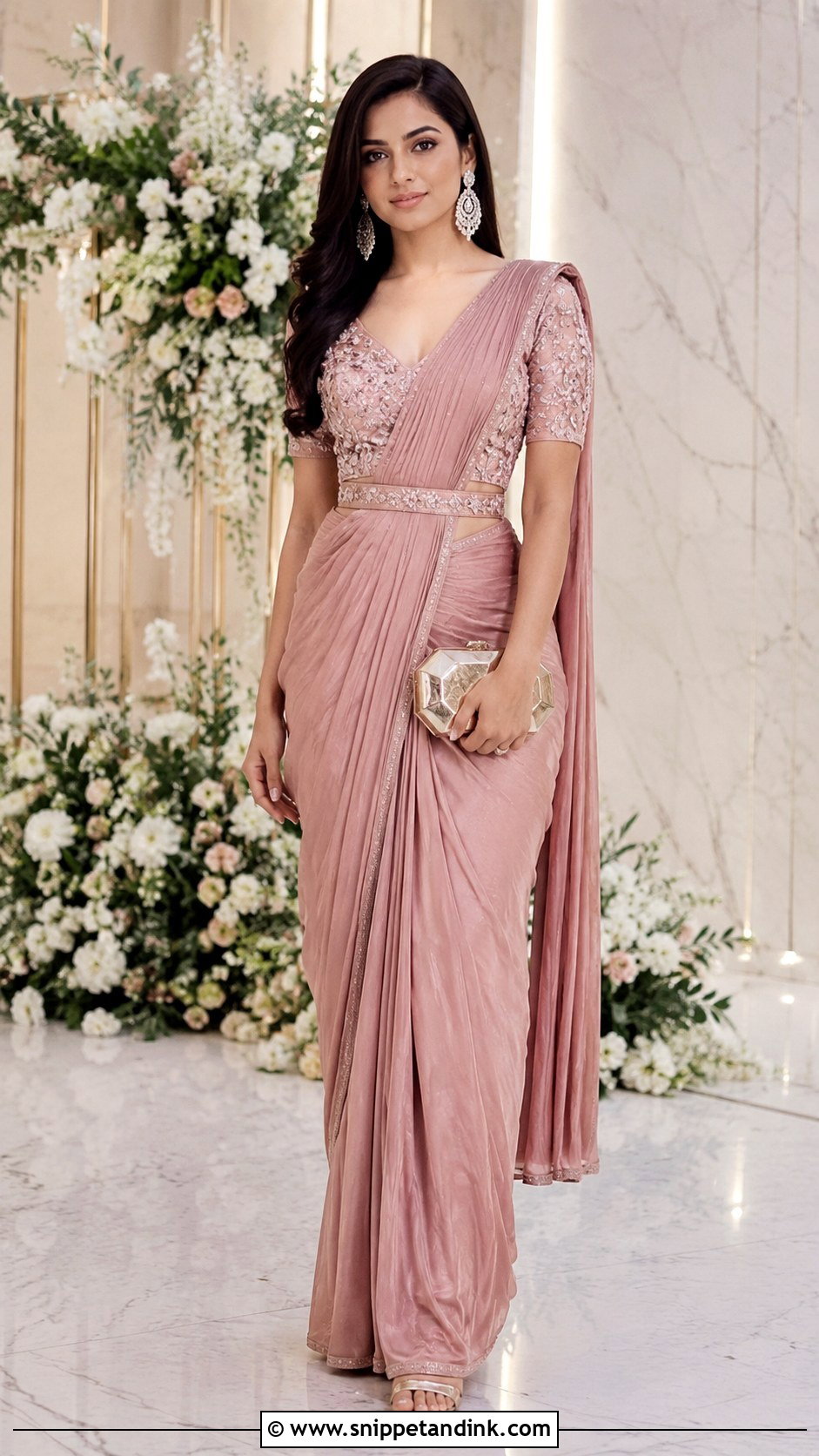 Draped Saree for Indian Wedding Reception - Snippet and Ink - 20 Indian Wedding Outfit Ideas for Women