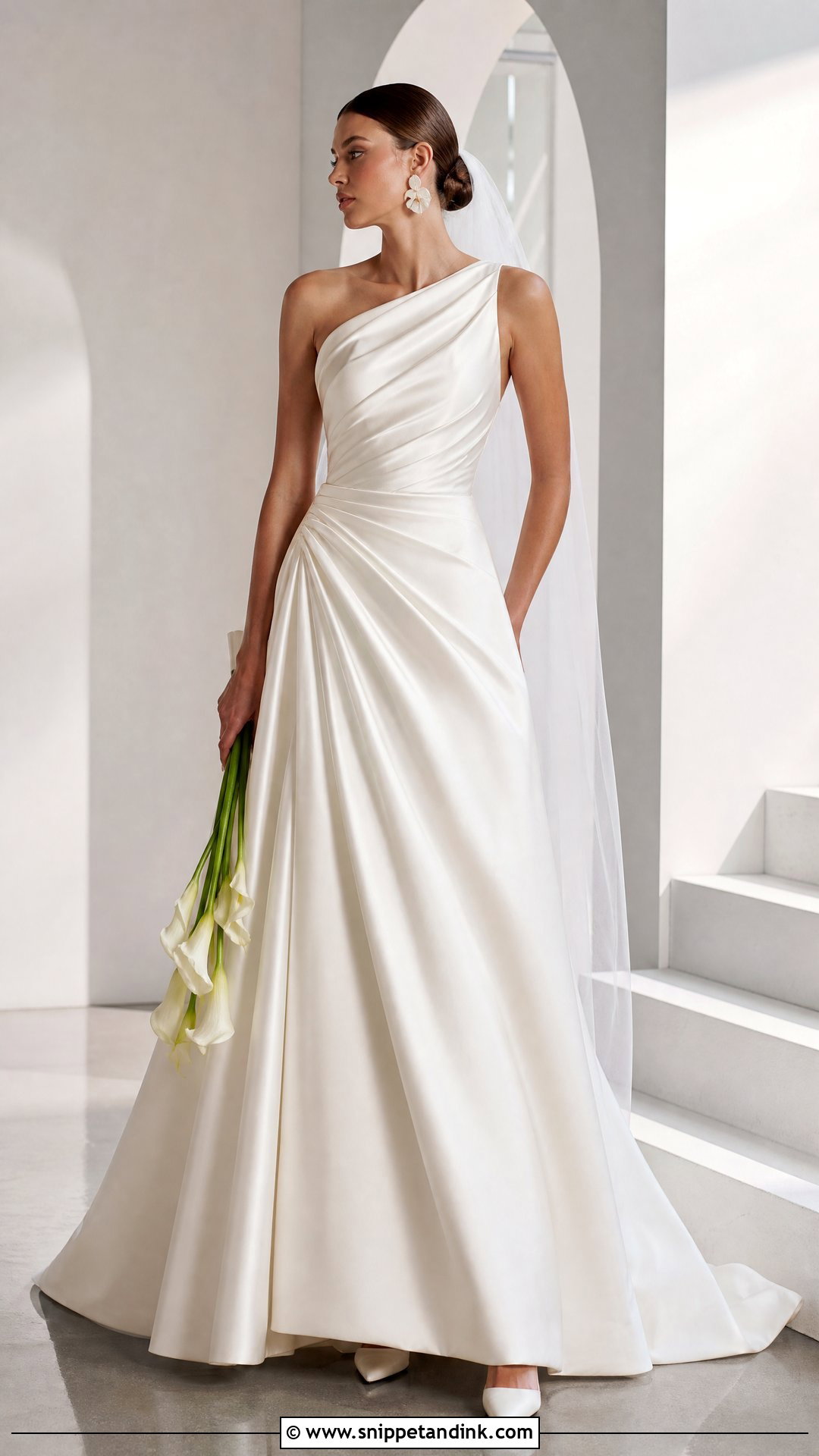 Draped Satin A Line Wedding Dress - Snippet and Ink - 20 Satin Aline Wedding Dress Ideas