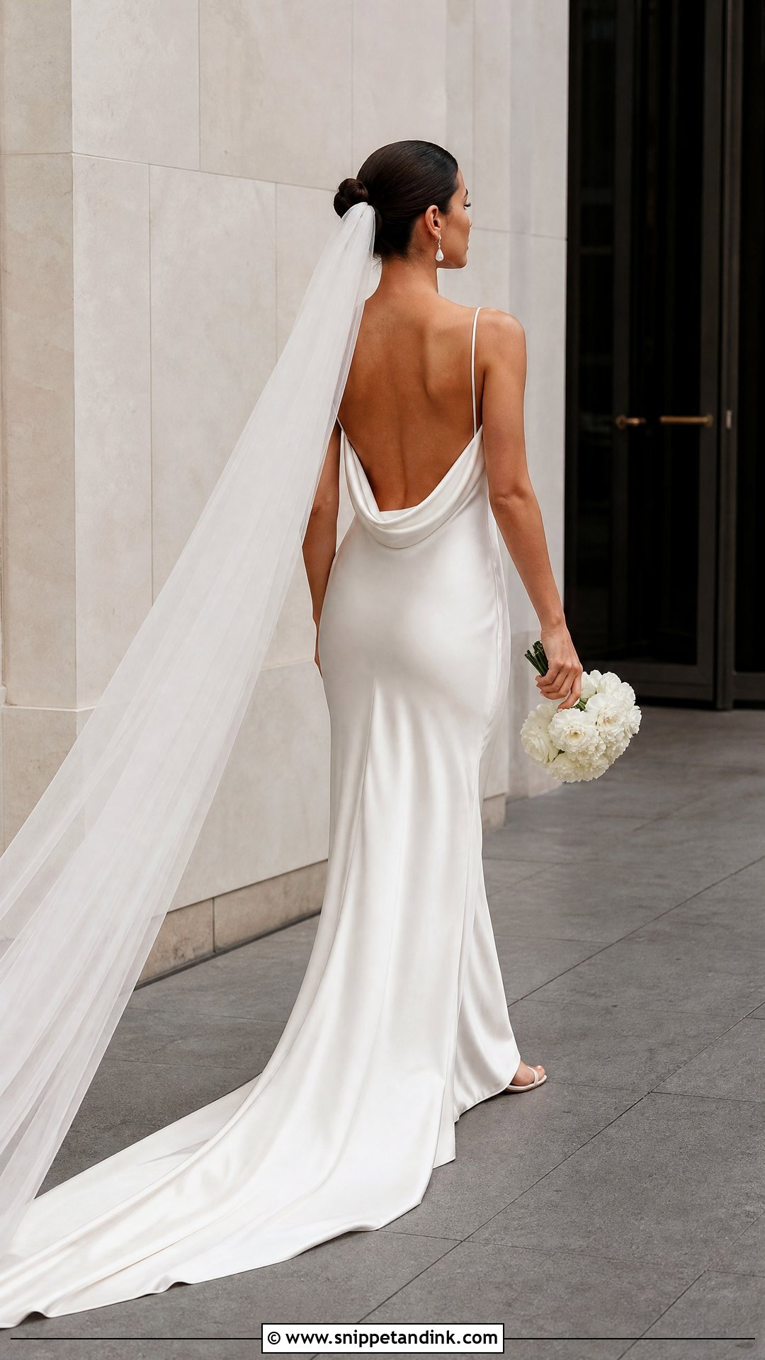 Draped Satin Backless Slip Wedding Dress - Snippet and Ink - 20 Tight Wedding Dress Open Backs Ideas