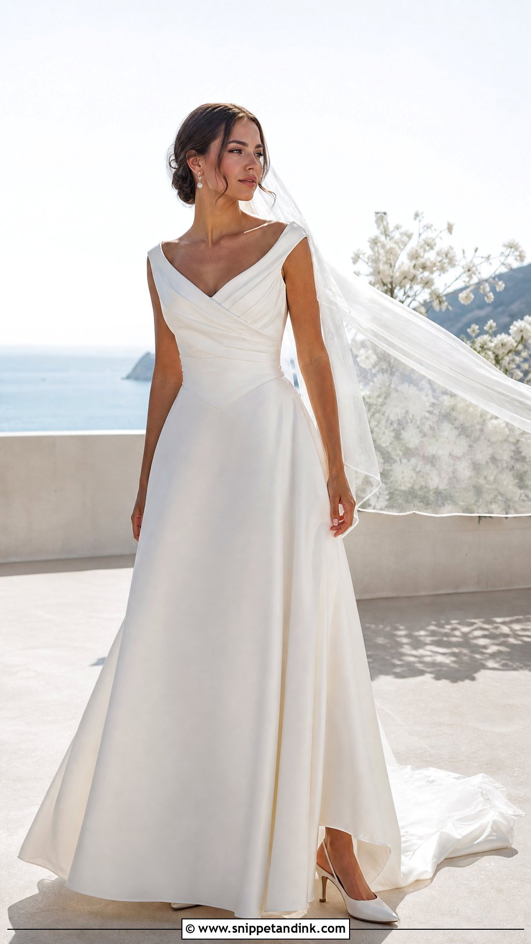 Draped Satin Basque Waist Wedding Dress - Snippet and Ink - 20 Satin Basque Waist Wedding Dress Ideas