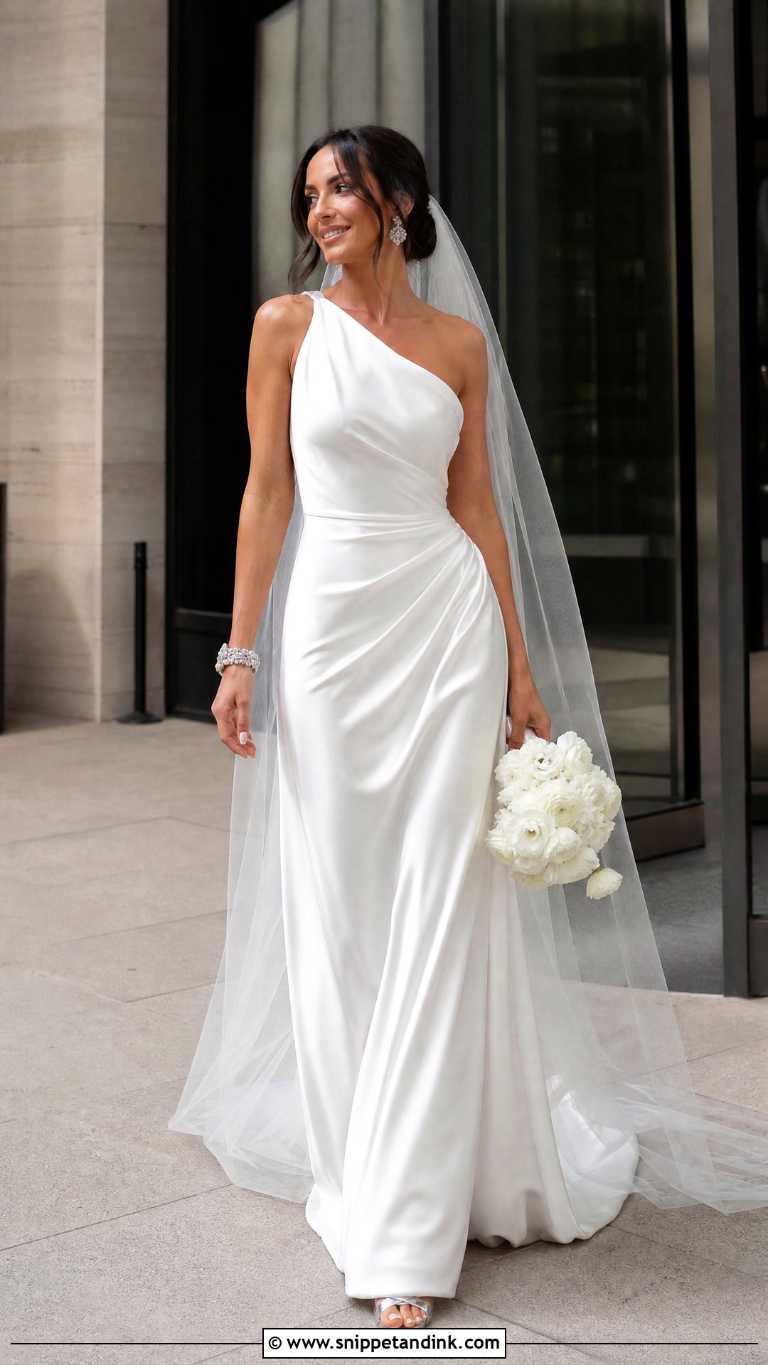 Draped Satin Column Wedding Dress - Snippet and Ink - 25 High Fashion Wedding Dress Ideas