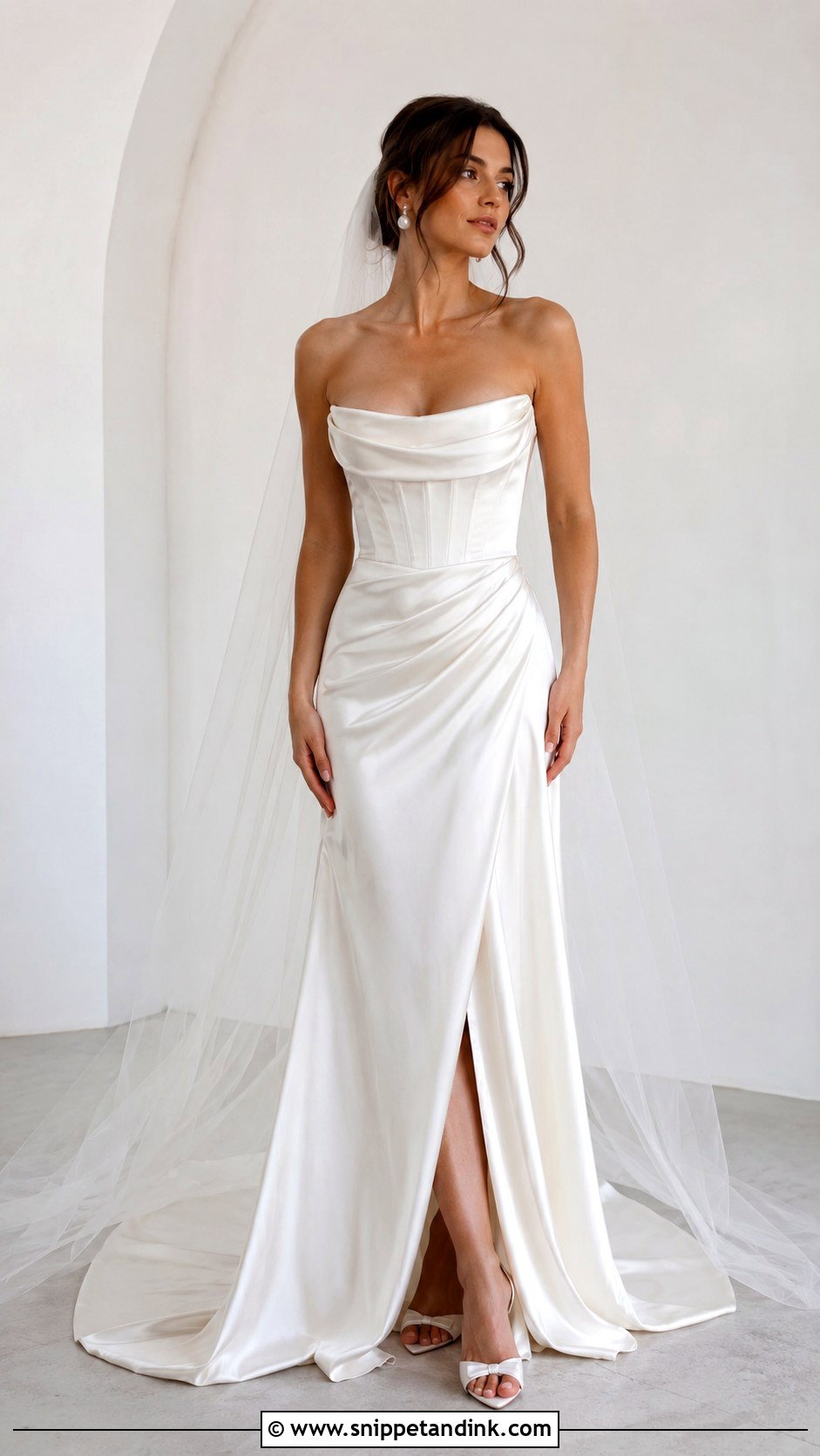 Draped Satin Corset Wedding Dress - Snippet and Ink - 25 Satin Corset Wedding Dress Ideas