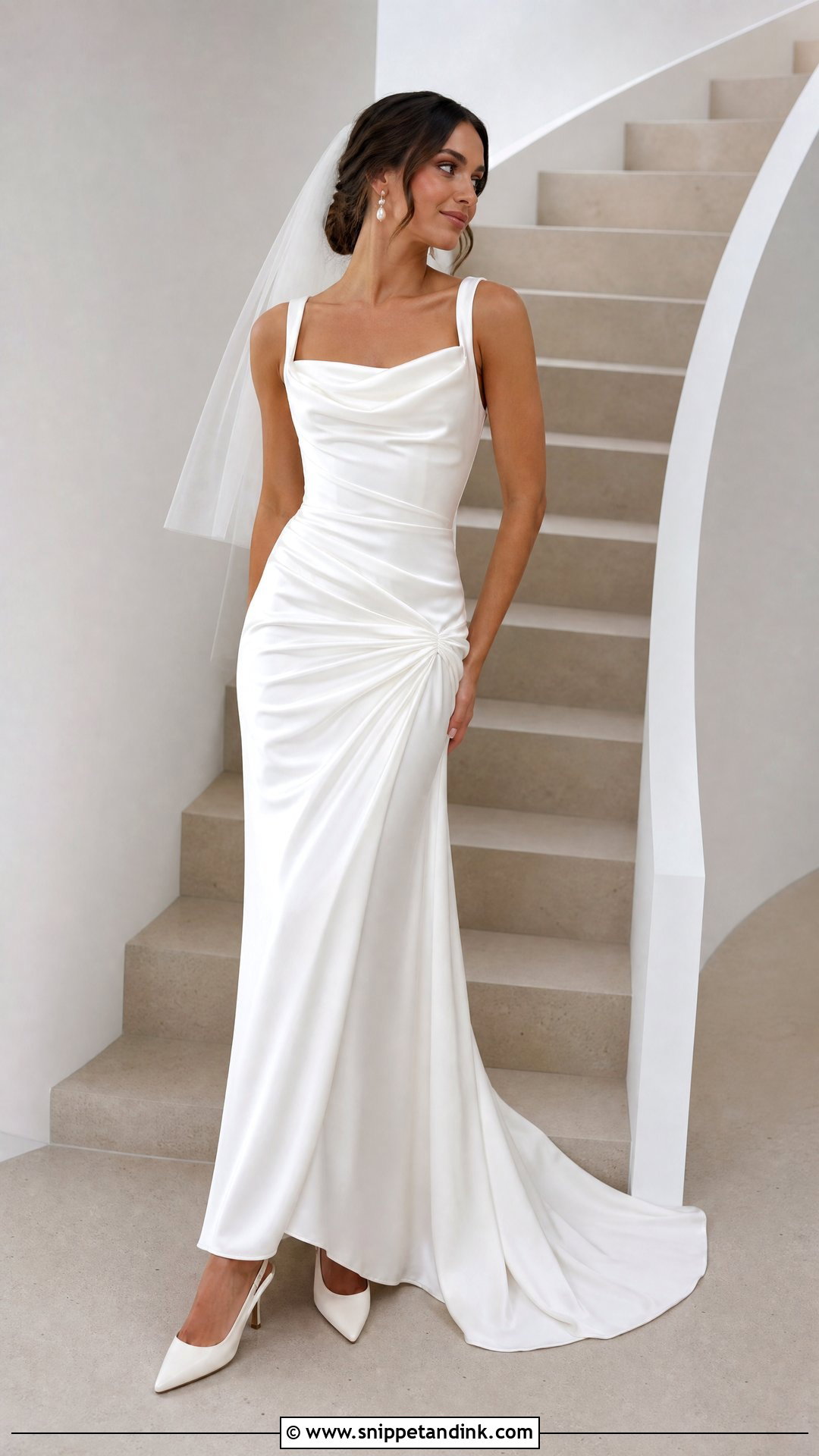 Draped Satin Fitted Wedding Dress - Snippet and Ink - 20 Tight Fitted Wedding Dress Ideas