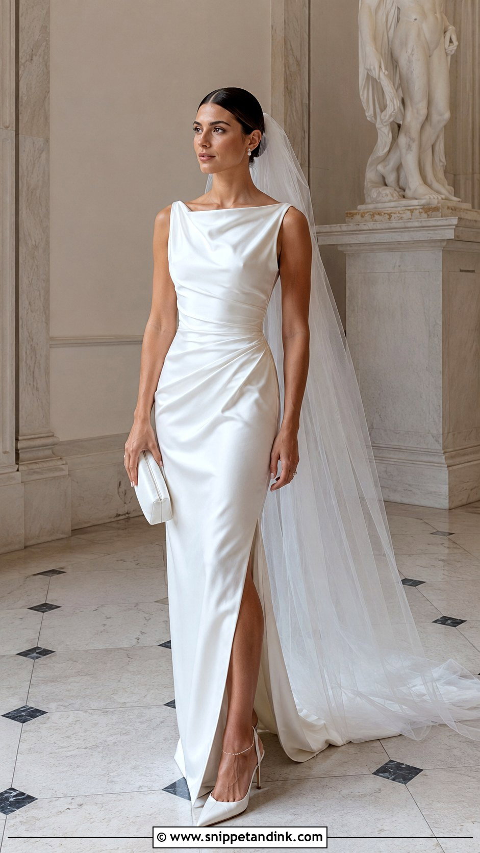 Draped Satin Grecian Wedding Dress - Snippet and Ink - 20 Grecian Style Wedding Dress Ideas