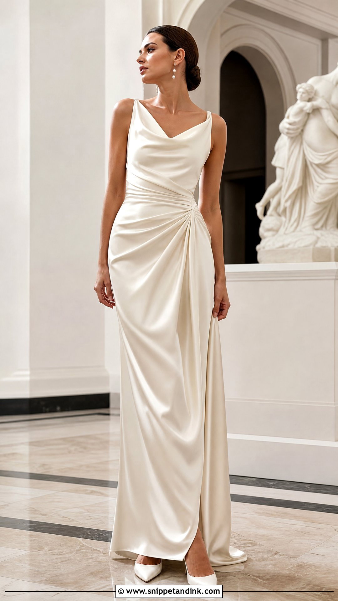 Draped Satin Greek Style Wedding Dress - Snippet and Ink - 25 Greek Style Wedding Dress Ideas