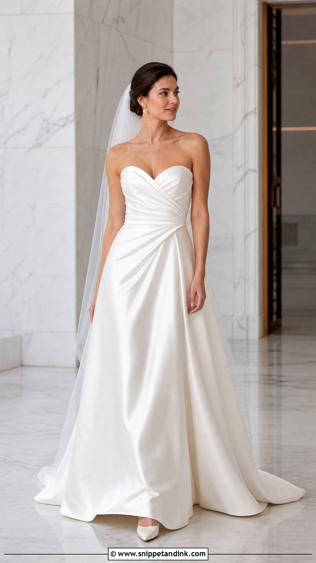 Draped Satin Strapless Sweetheart Wedding Dress - Snippet and Ink - 20 Strapless Sweetheart Wedding Dress Ideas