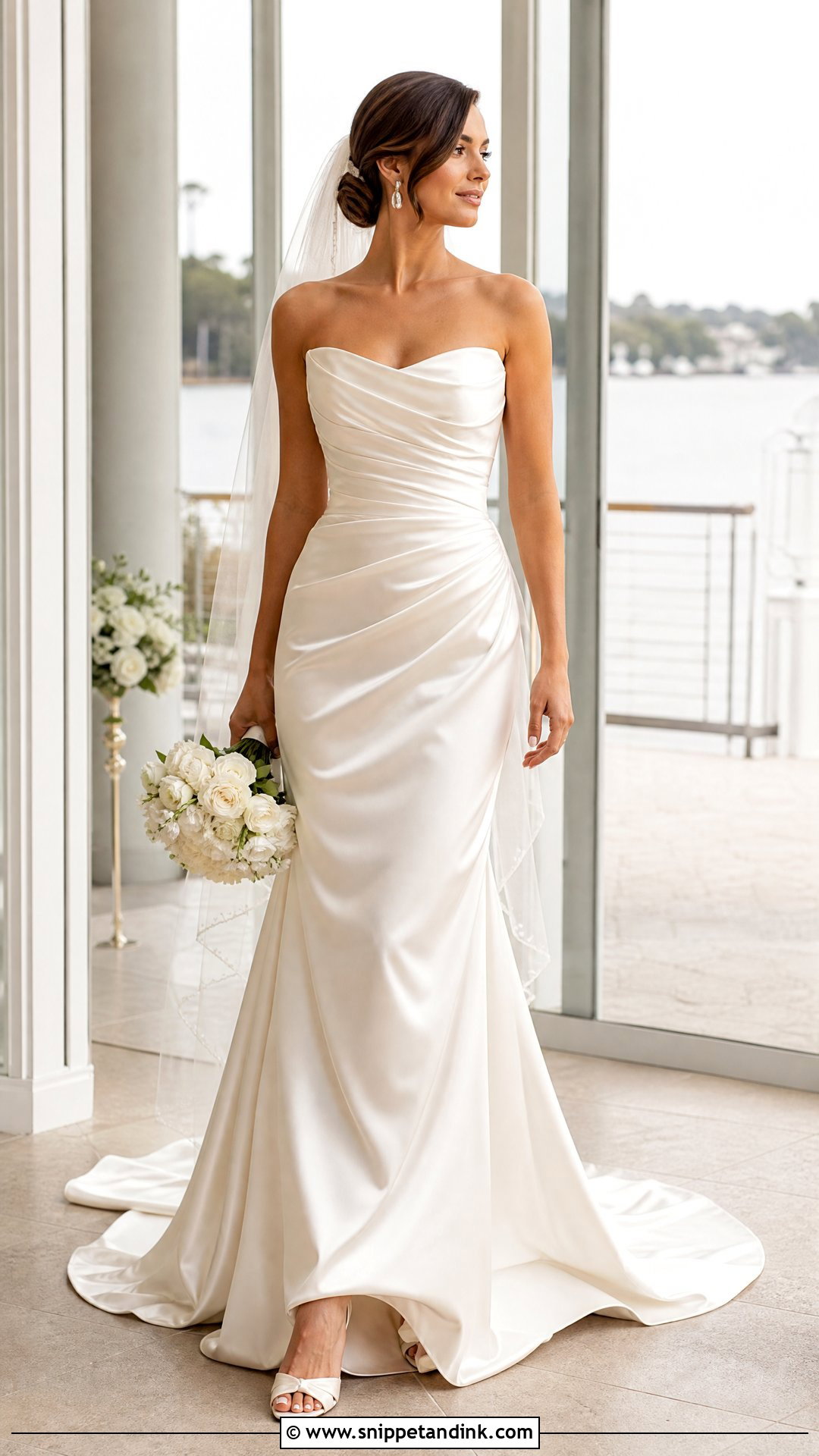 Draped Satin Strapless Wedding Gown - Snippet and Ink - 20 Strapless Wedding Gown Ideas