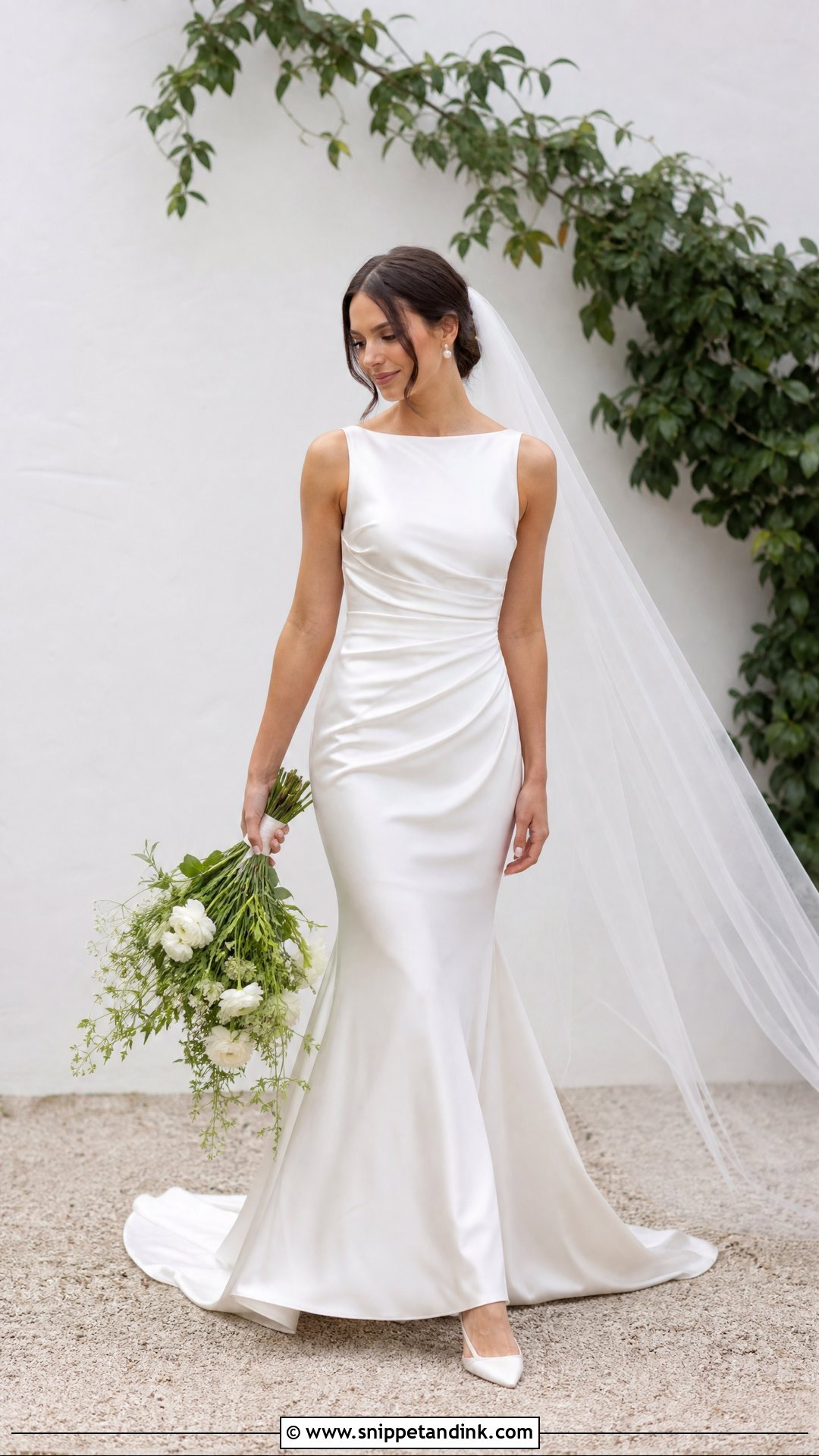 Draped Satin Trumpet Wedding Dress - Snippet and Ink - 20 Satin Trumpet Wedding Dress Ideas