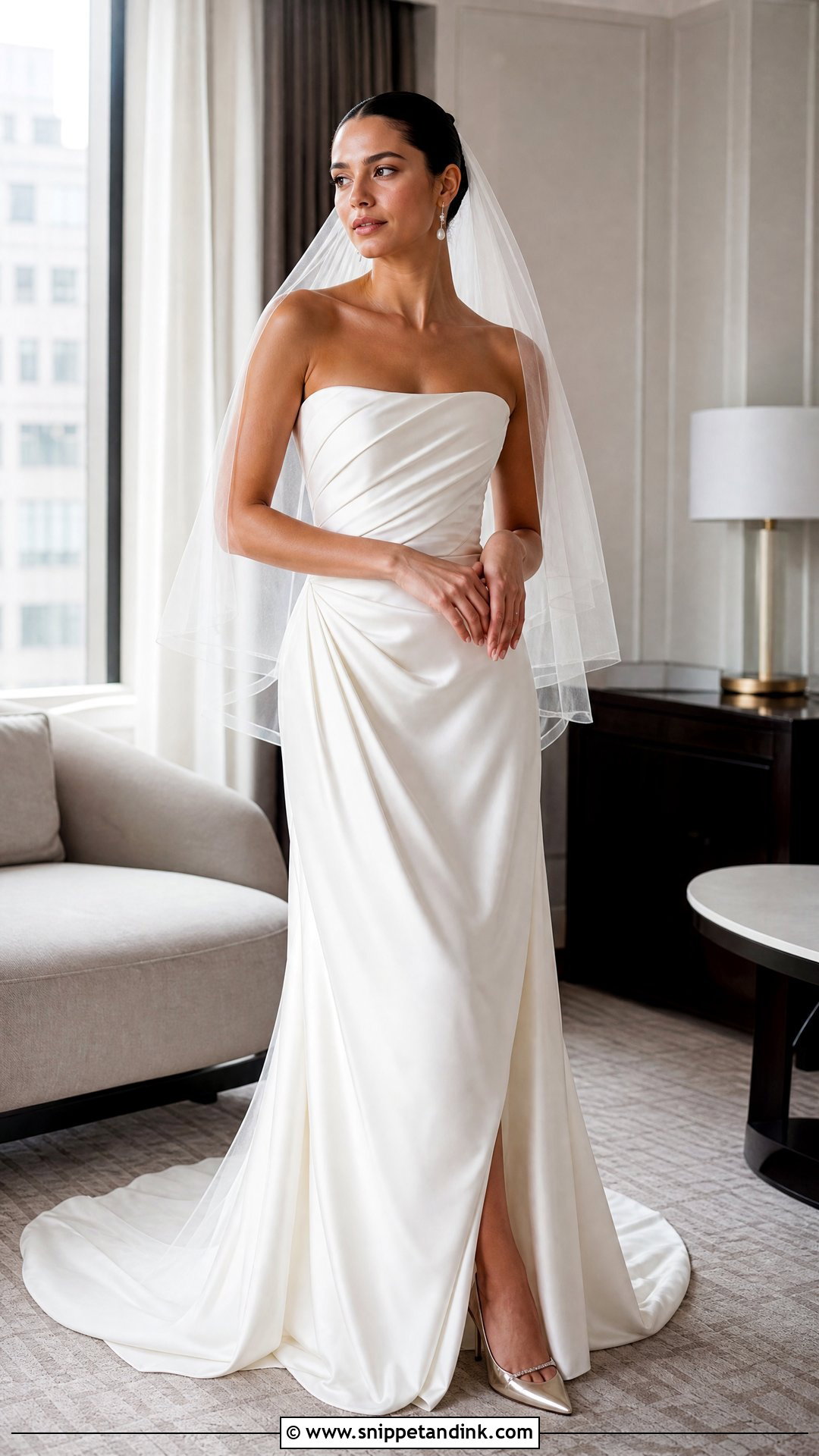 Draped Satin Tube Wedding Gown - Snippet and Ink - 20 Tube Wedding Gown Ideas