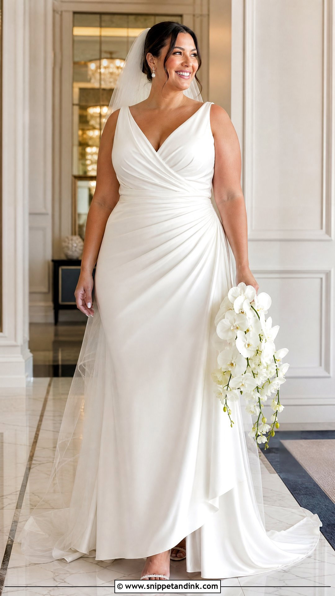 Draped Satin Wedding Dress - Snippet and Ink - 25 Wedding Dress Curvy Bride Ideas