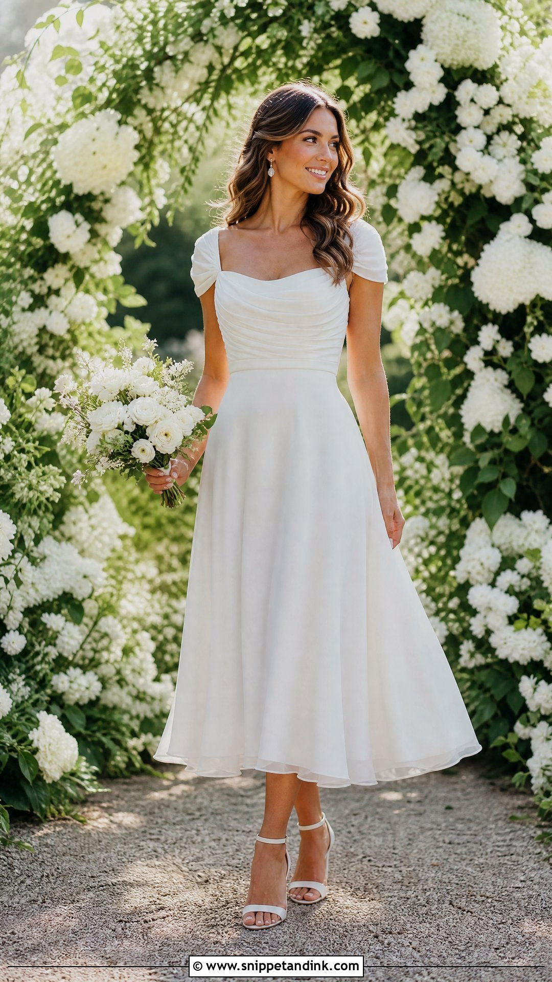 Draped Short Sleeve Wedding Dress - Snippet and Ink - 25 Draped Wedding Dress Ideas