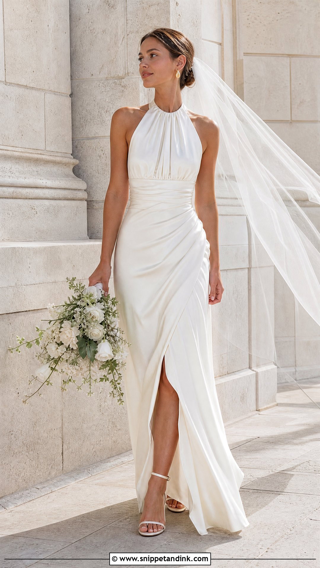 Draped Silk Halter Wedding Dress - Snippet and Ink - 20 Silk Halter Wedding Dress Ideas