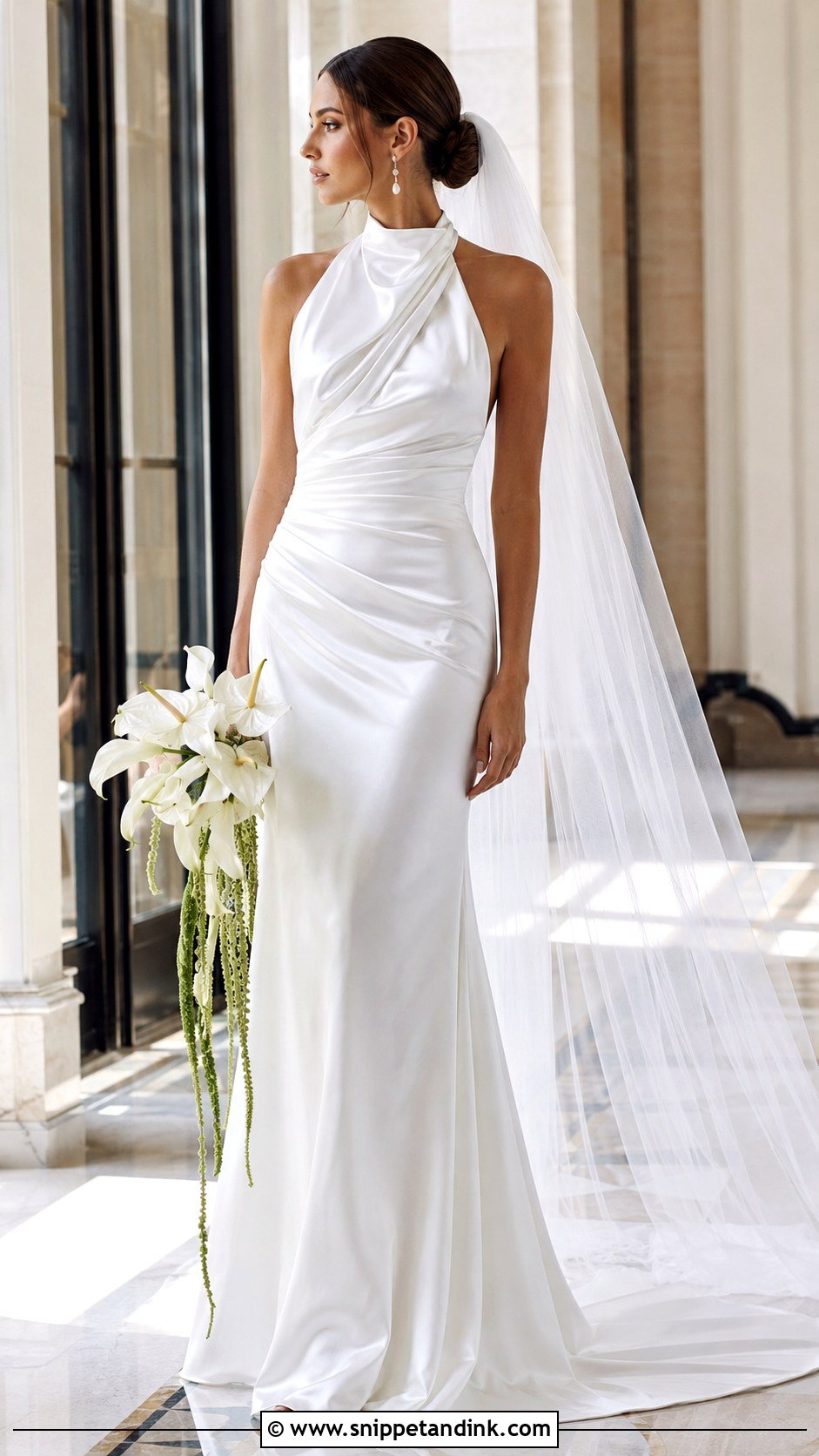 Draped Silk High Neck Halter Wedding Dress - Snippet and Ink - 20 High Neck Halter Wedding Dress Ideas