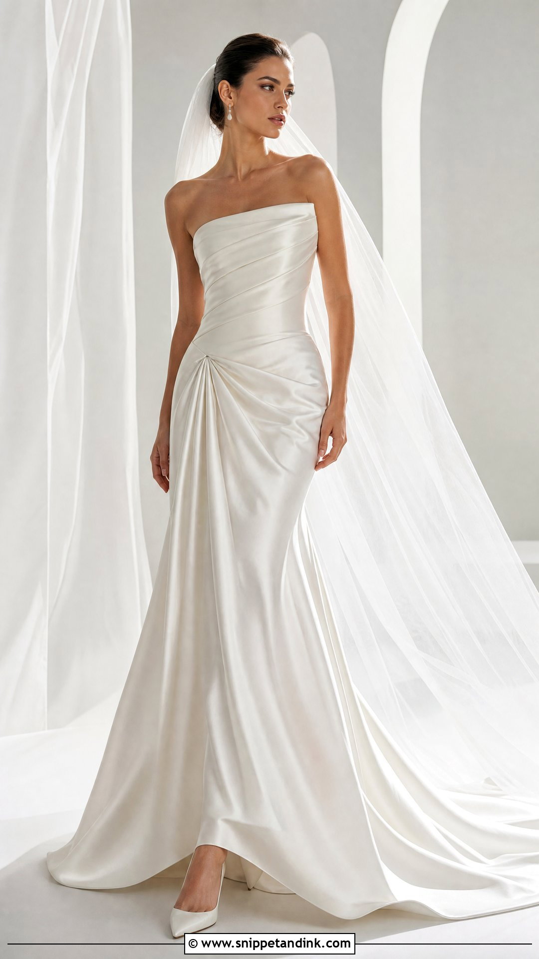 Draped Silk Satin Wedding Gown - Snippet and Ink - 20 Silk Satin Wedding Gown Ideas