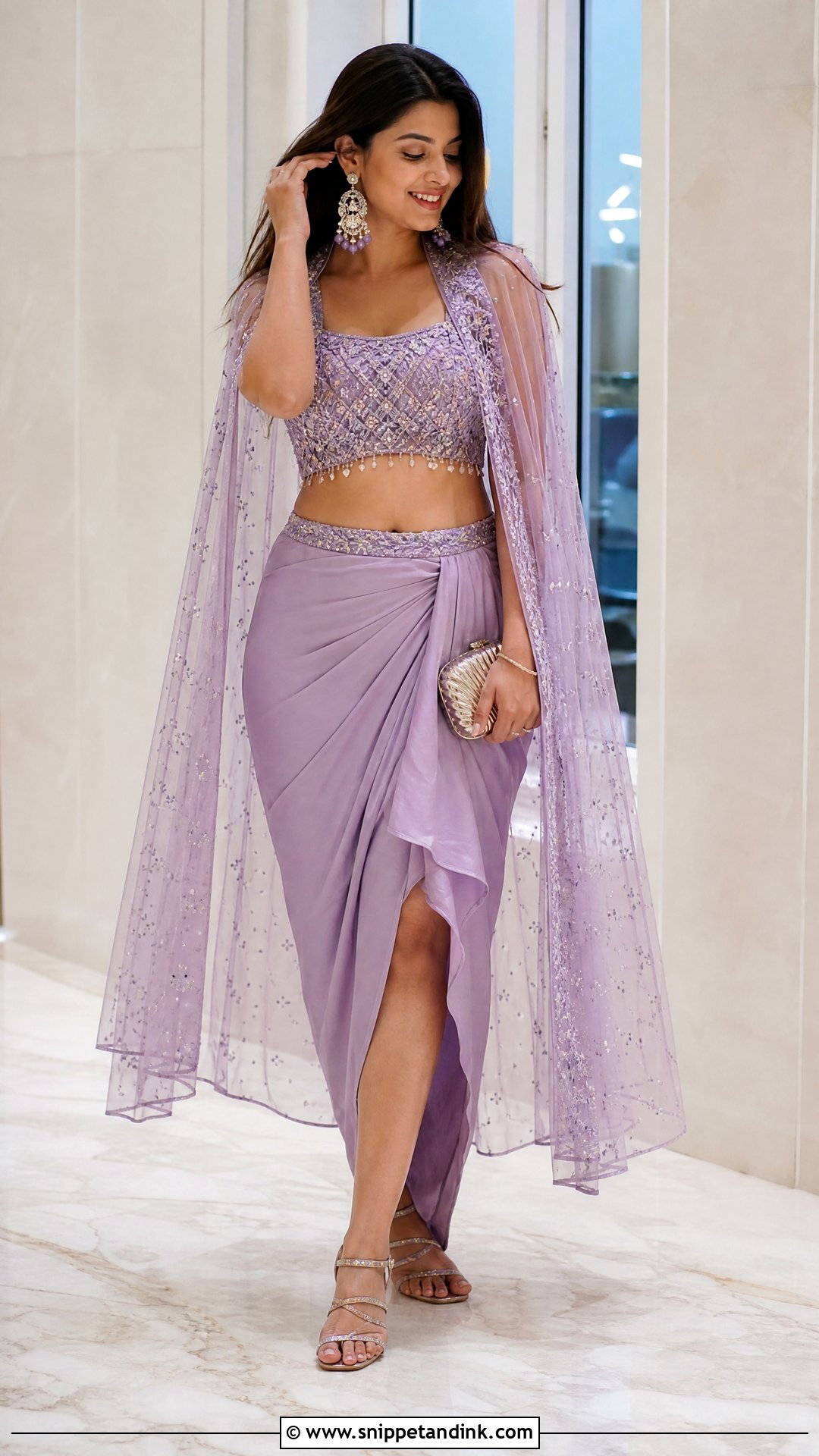 Draped Skirt And Crop Top Outfit - Snippet and Ink - 20 Unique Indian Wedding Outfits