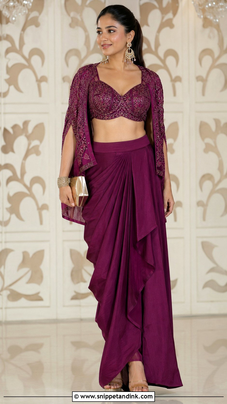 Draped Skirt And Crop Top Outfit - Snippet and Ink - 20 Indian Siders Wedding Outfits
