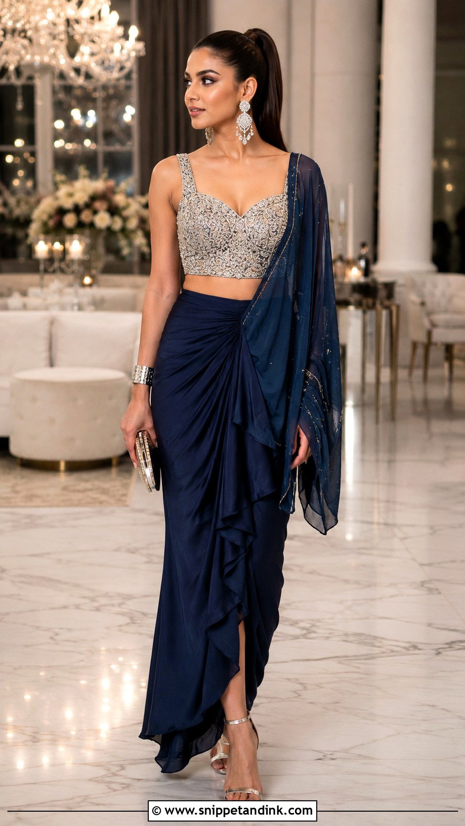Draped Skirt Desi Fusion Outfit for Wedding - Snippet and Ink - 20 Desi Outfits for Wedding